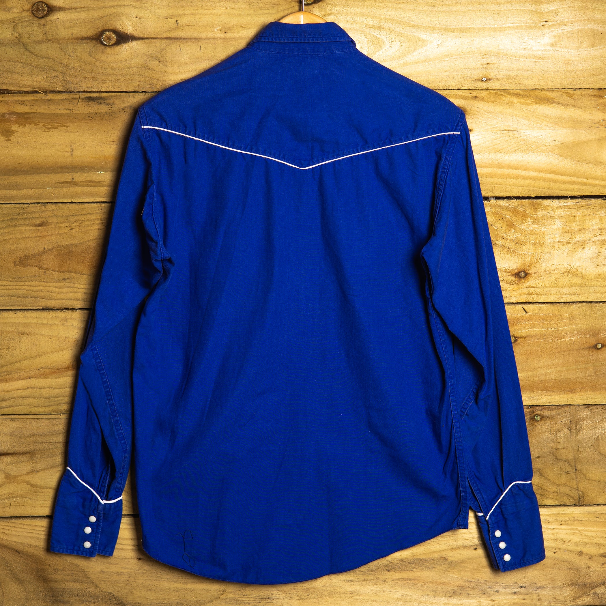 1950s Vintage Lightening C Blue Cotton Western Shirt M