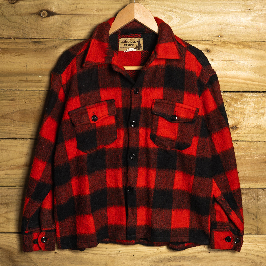 1960s Traverse Bay Woolen Co Mackinaw Jac-Shirt - 100% Buffalo Wool - Size M - Rare