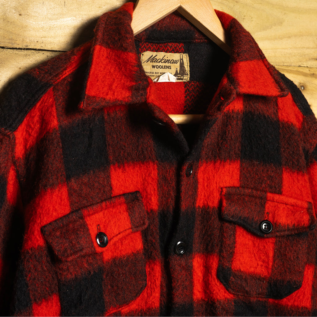 1960s Traverse Bay Woolen Co Mackinaw Jac-Shirt - 100% Buffalo Wool - Size M - Rare