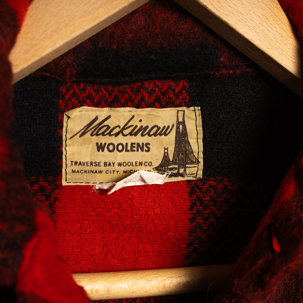 1960s Traverse Bay Woolen Co Mackinaw Jac-Shirt - 100% Buffalo Wool - Size M - Rare