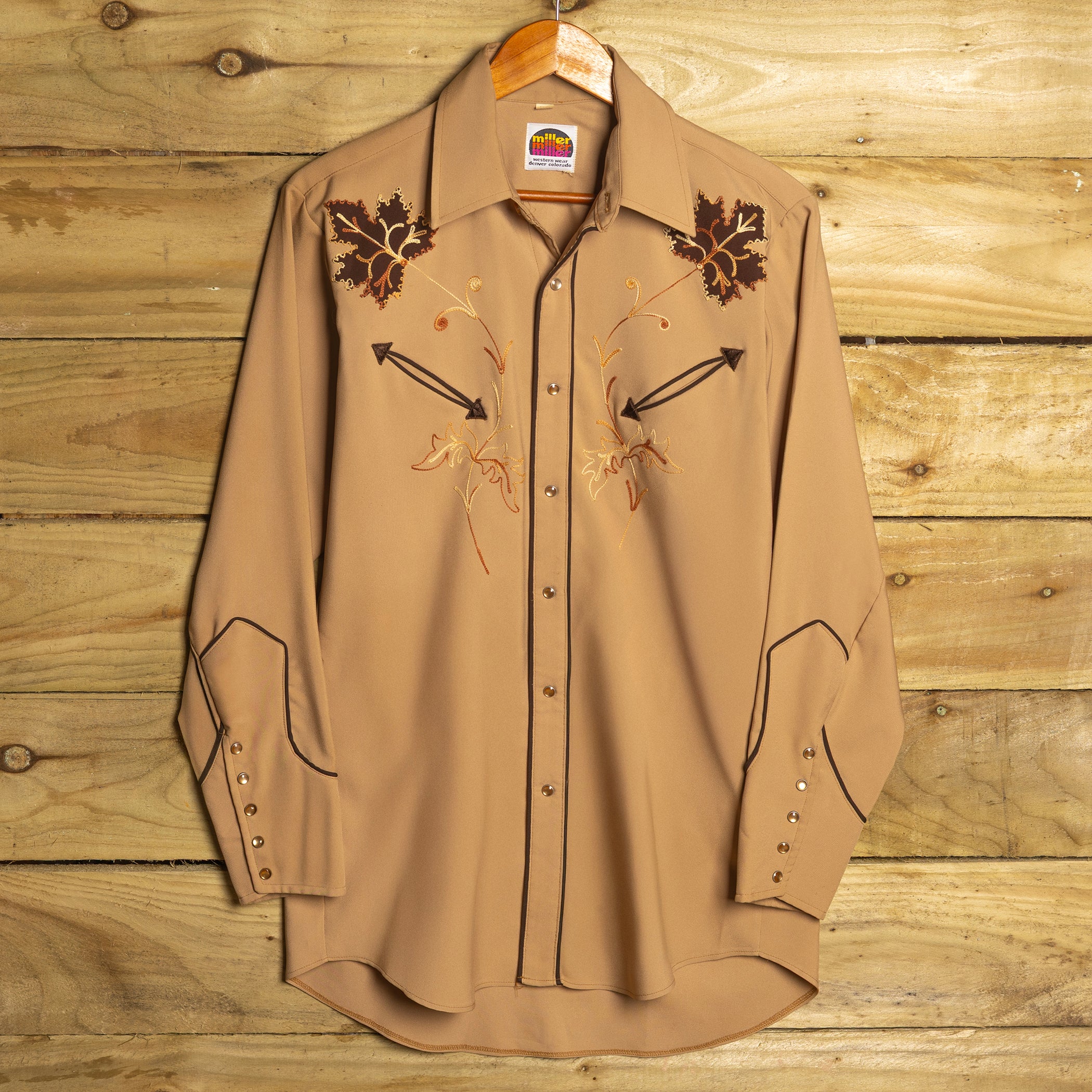 Vintage Miller Western Wear Embroidered Cowboy Shirt with Pearl Snaps