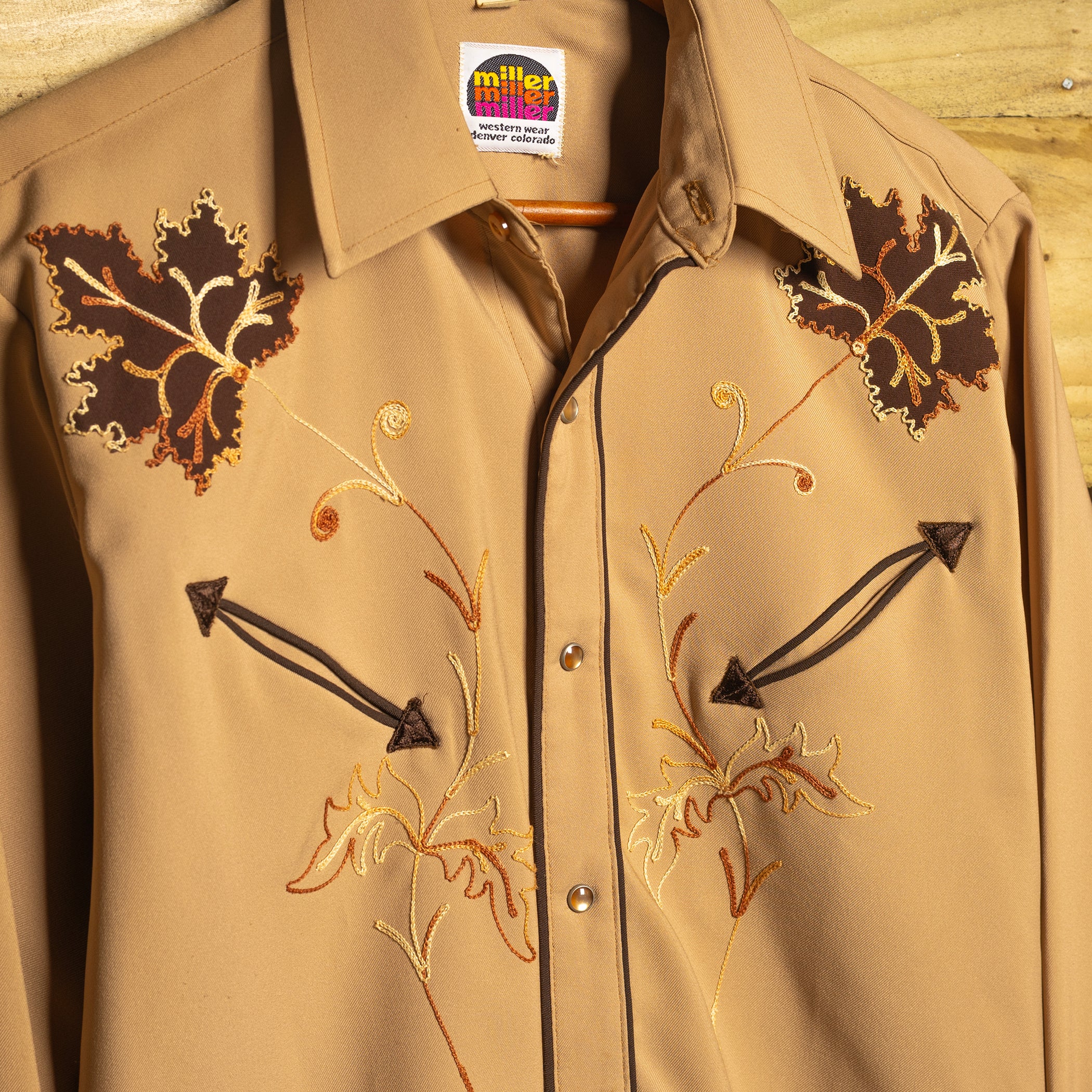 Vintage Miller Western Wear Embroidered Cowboy Shirt with Pearl Snaps