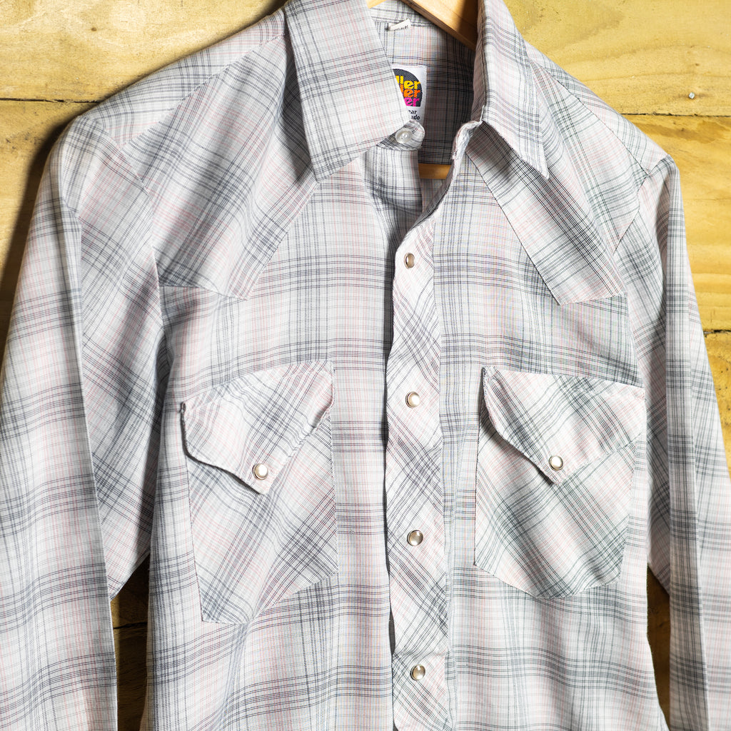 Vintage Miller Western Wear Plaid Cowboy Shirt - Pearl Snaps - Size M