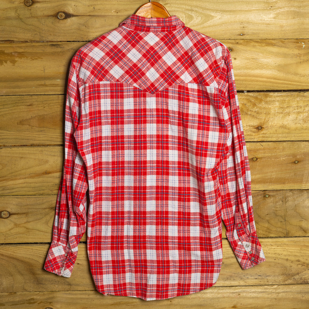 Vintage Miller Western Wear Red and White Check Cowboy Shirt with Pearl Snaps