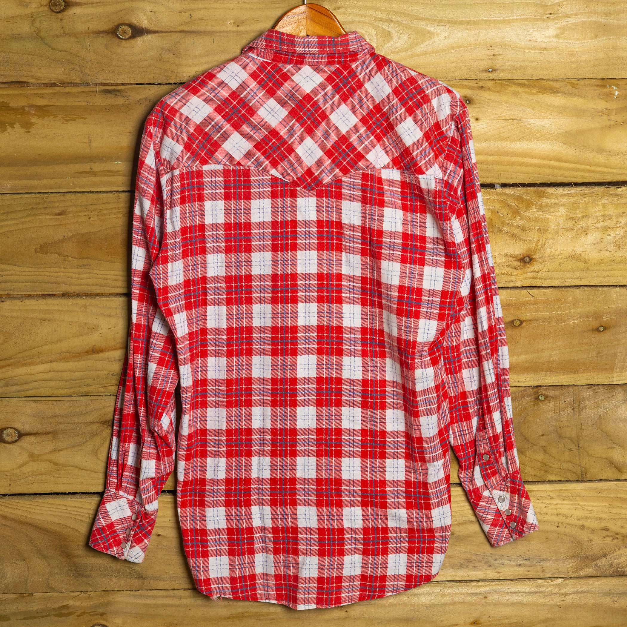 Vintage Miller Western Wear Red and White Check Cowboy Shirt with Pearl Snaps