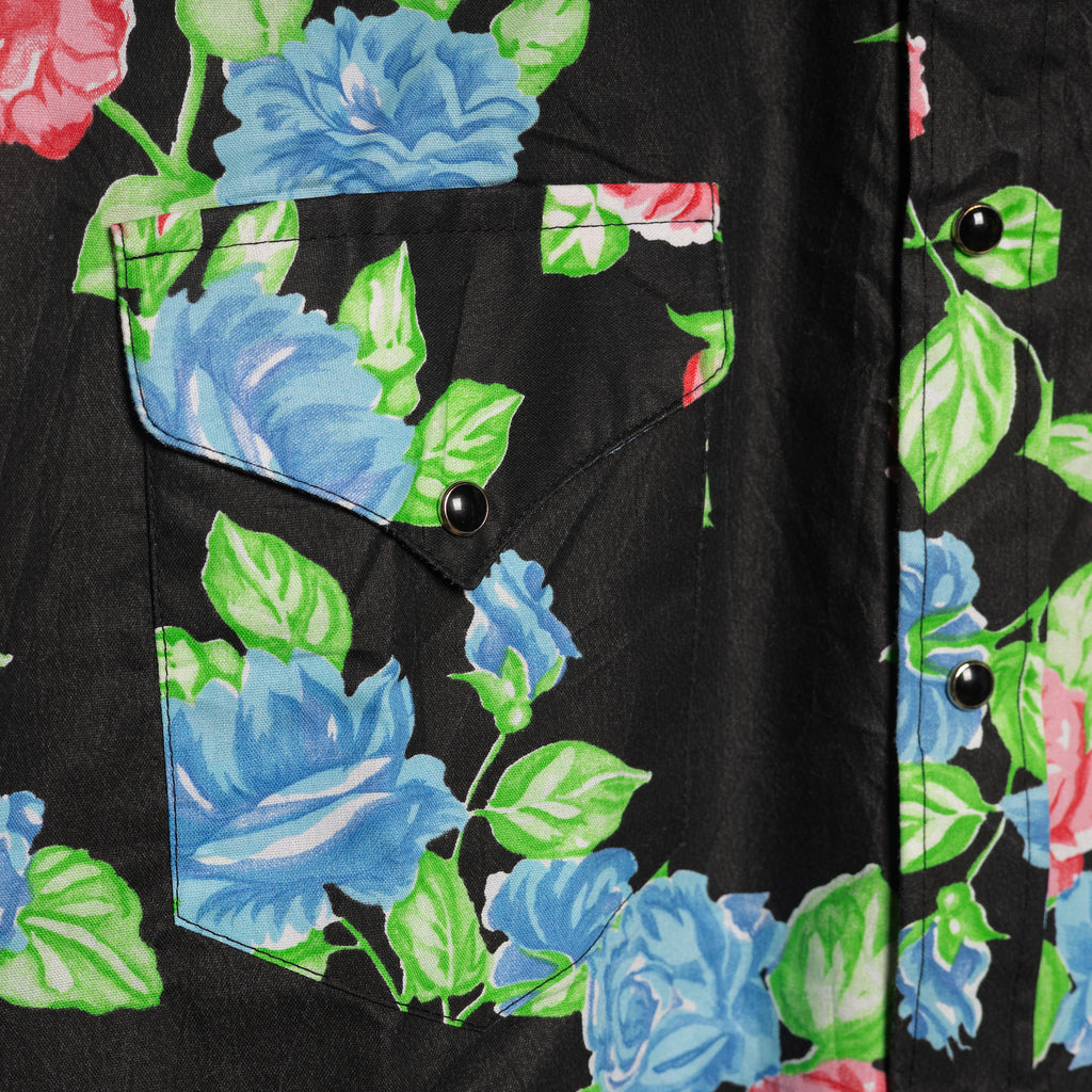 Vintage Miller Black Floral Hawaiian Western Shirt – Pearl Snaps & Sawtooth Pockets