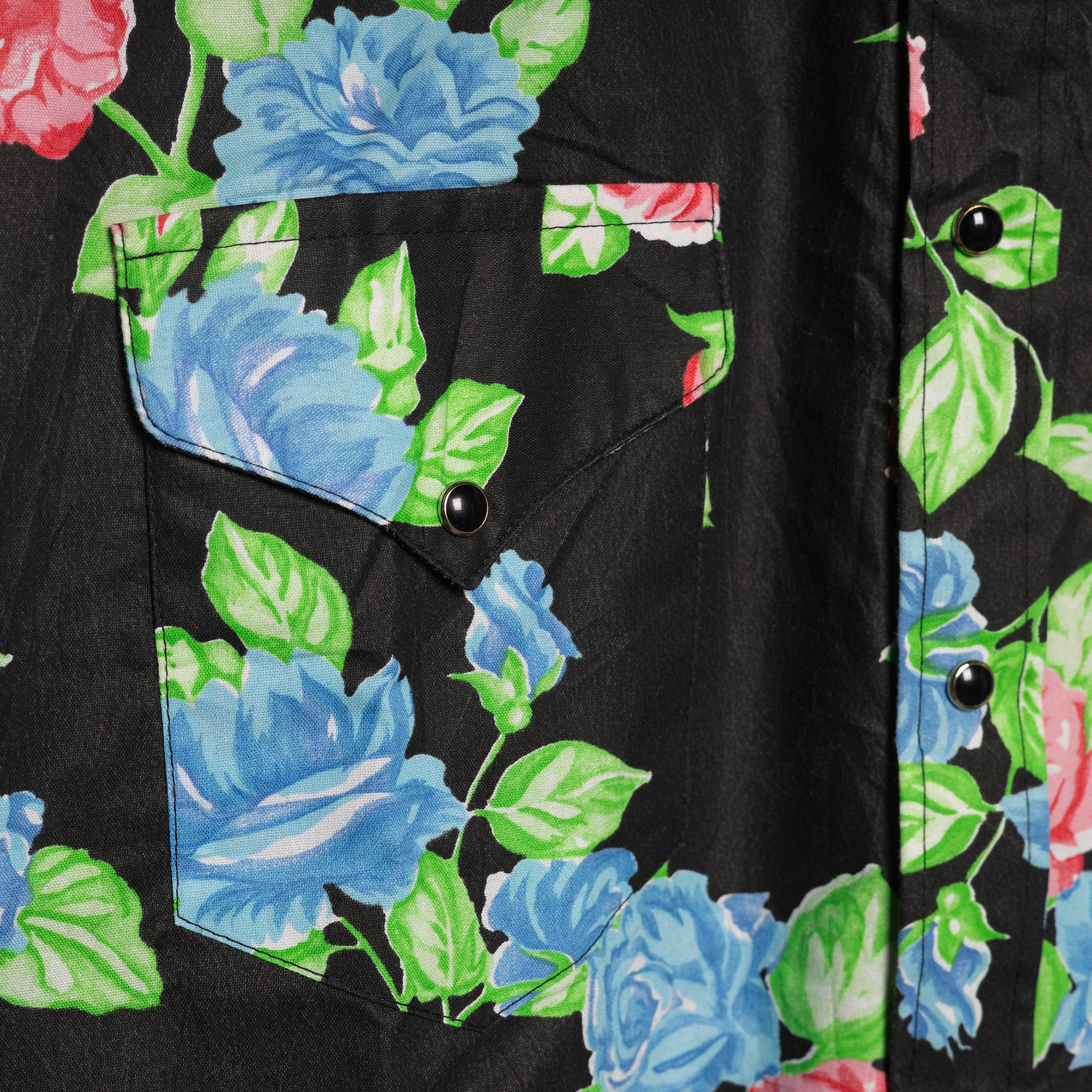 Vintage Miller Black Floral Hawaiian Western Shirt – Pearl Snaps & Sawtooth Pockets