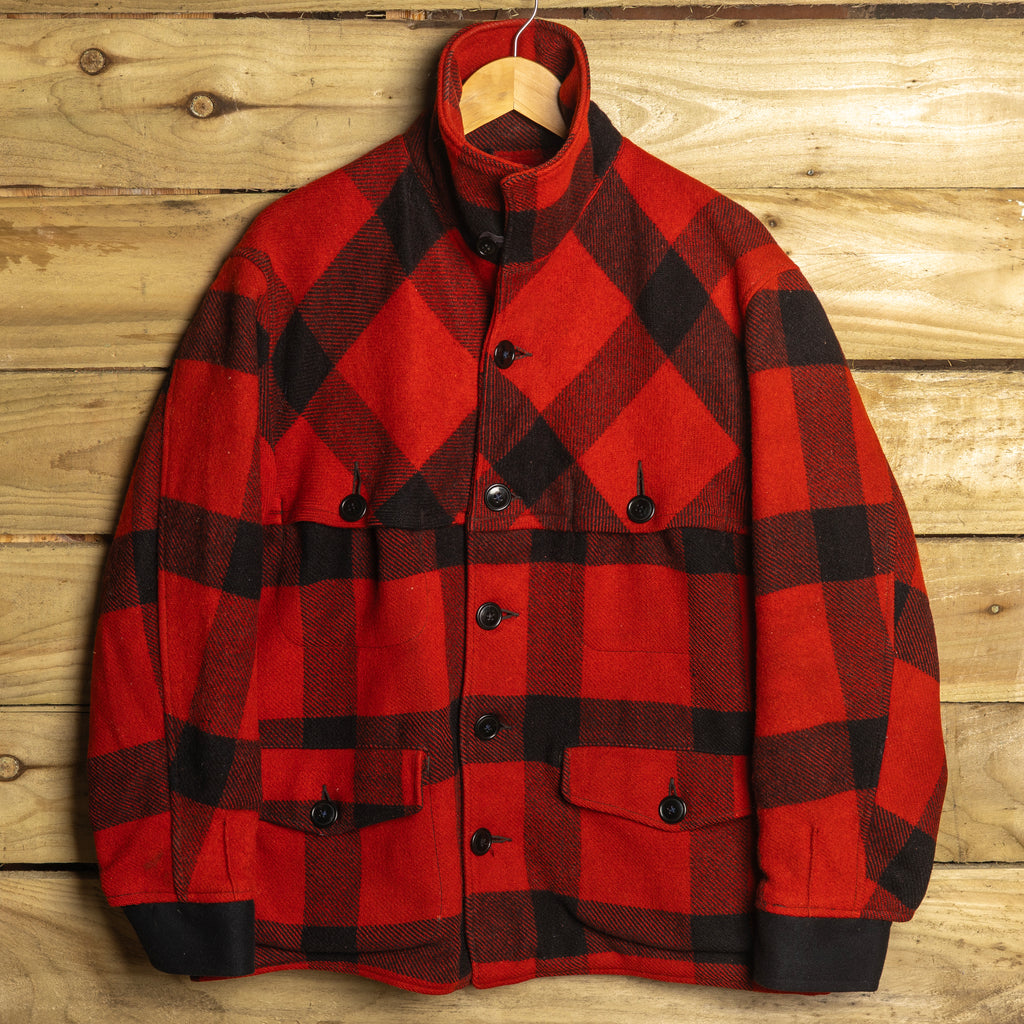 Vintage Western Field Montgomery Ward Red & Black Wool Hunting Jacket – L