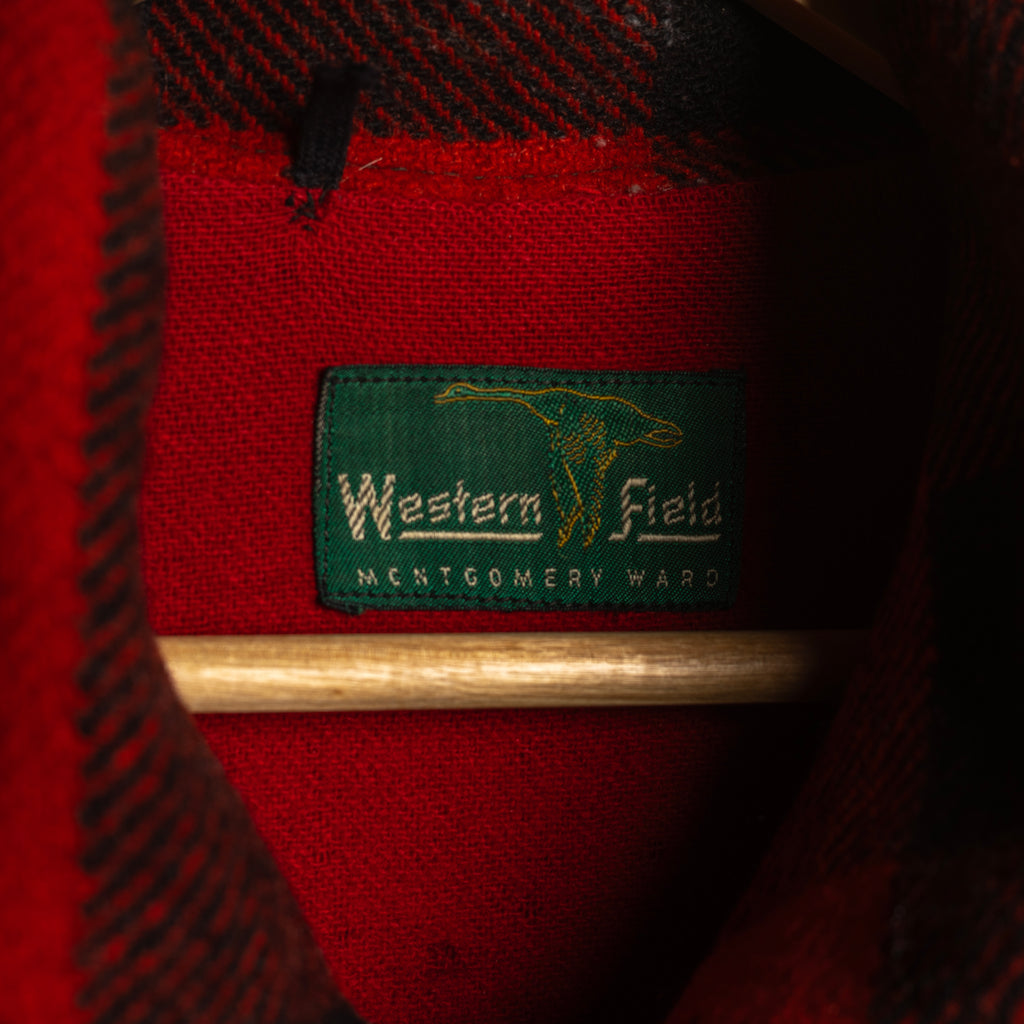 Vintage Western Field Montgomery Ward Red & Black Wool Hunting Jacket – L