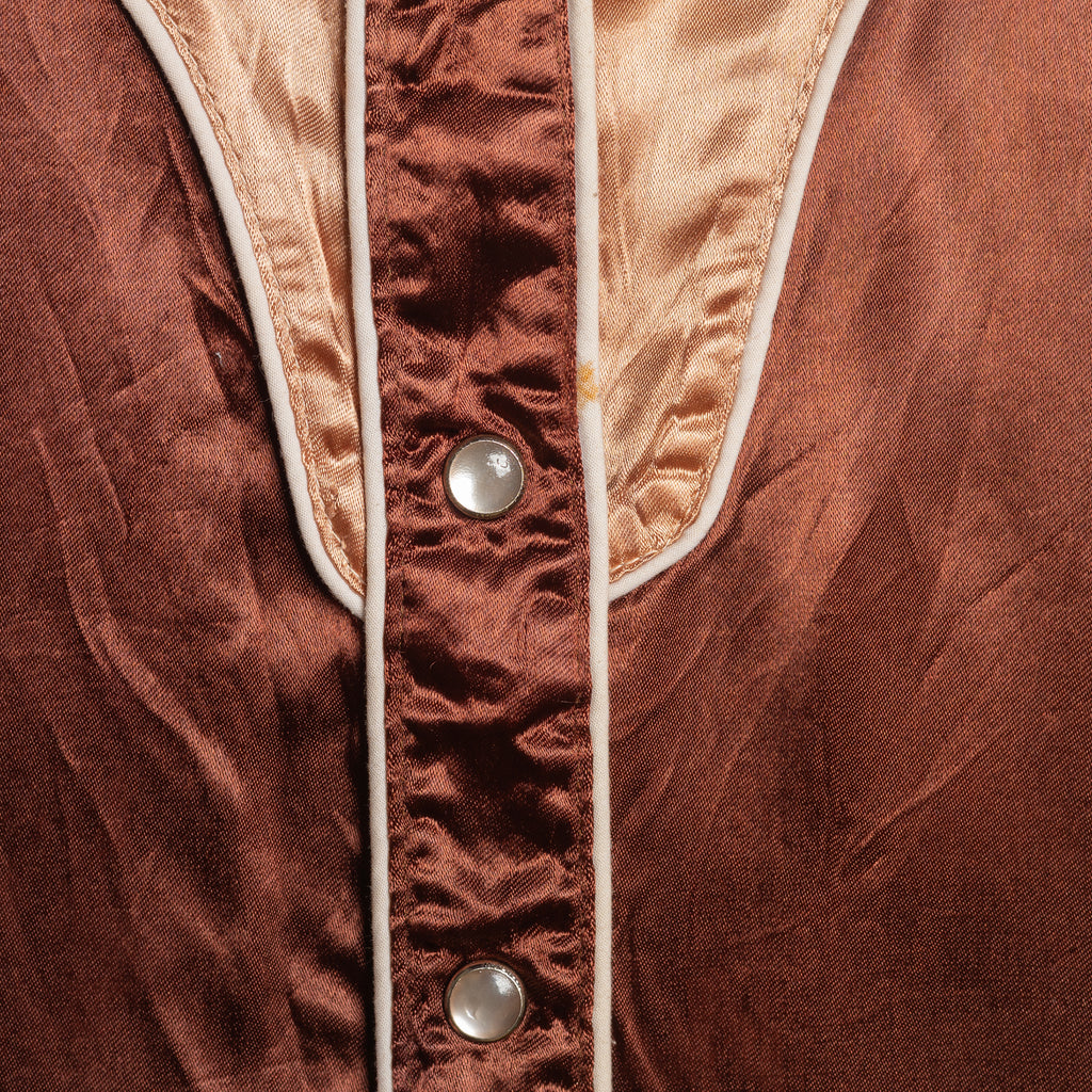 Vintage MWG Ms Joni West Brown & Cream Embroidered Western Shirt, Size 16