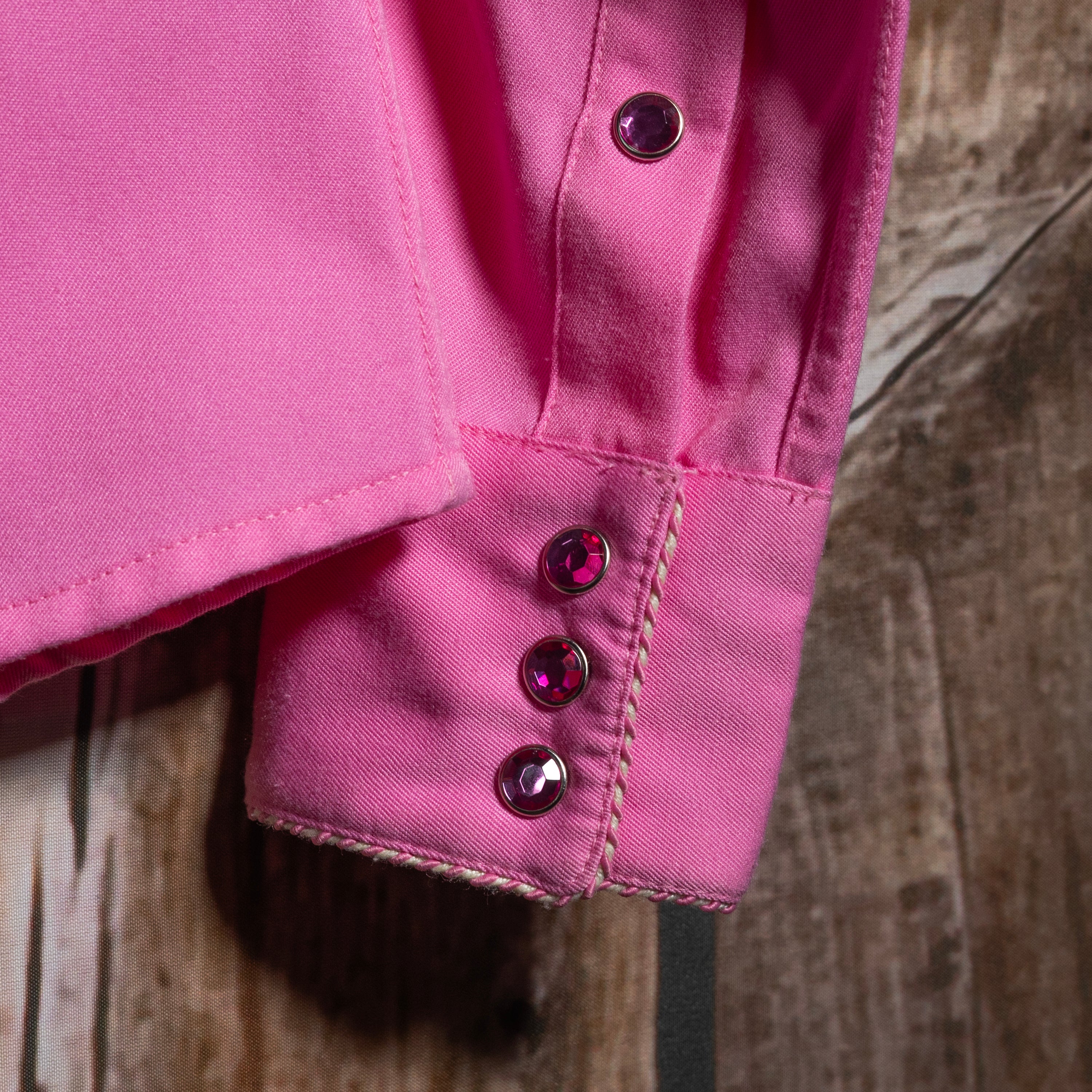 Panhandle Slim Retro Western Wear Pink Embroidered Horseshoe Shirt M/ 10