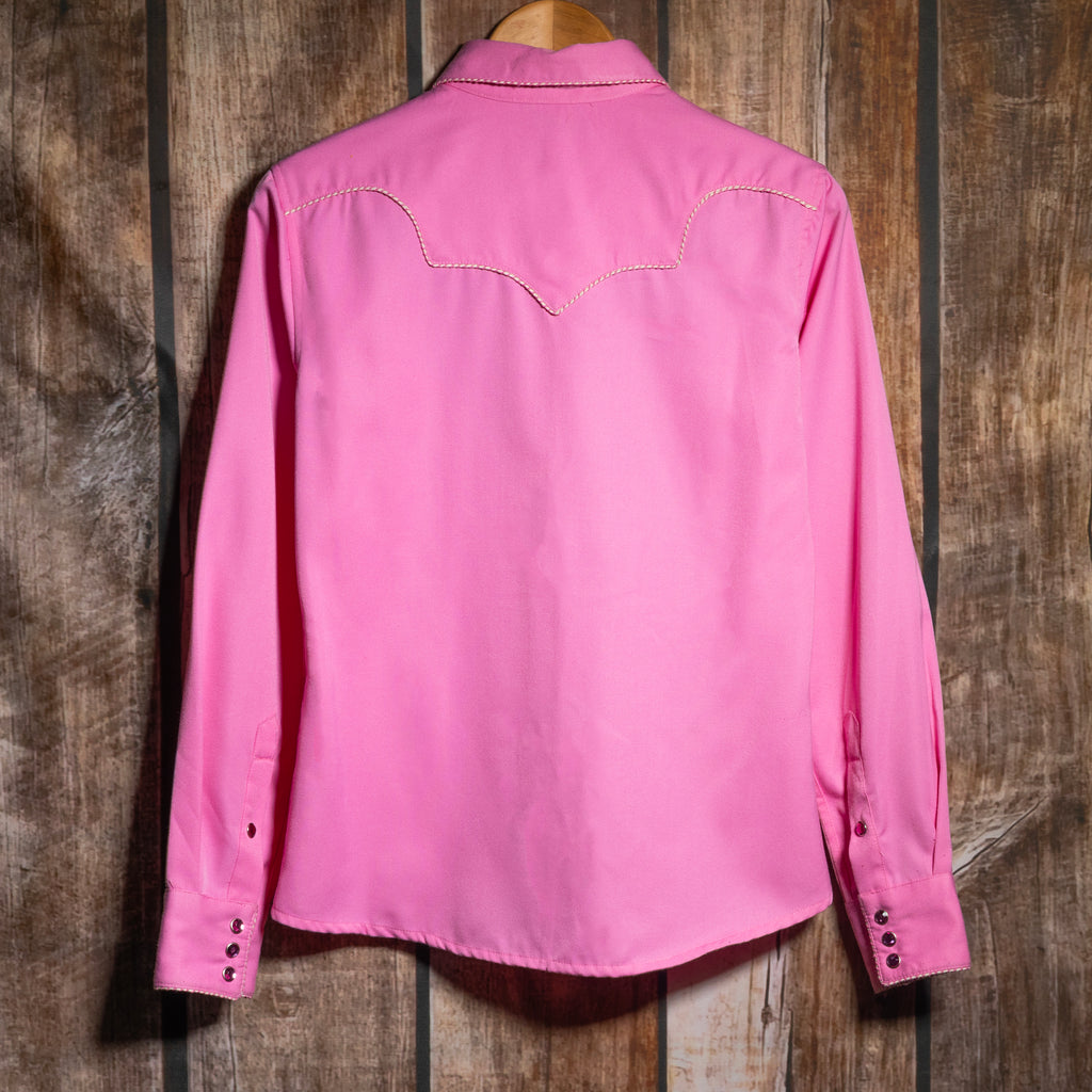 Panhandle Slim Retro Western Wear Pink Embroidered Horseshoe Shirt M/ 10