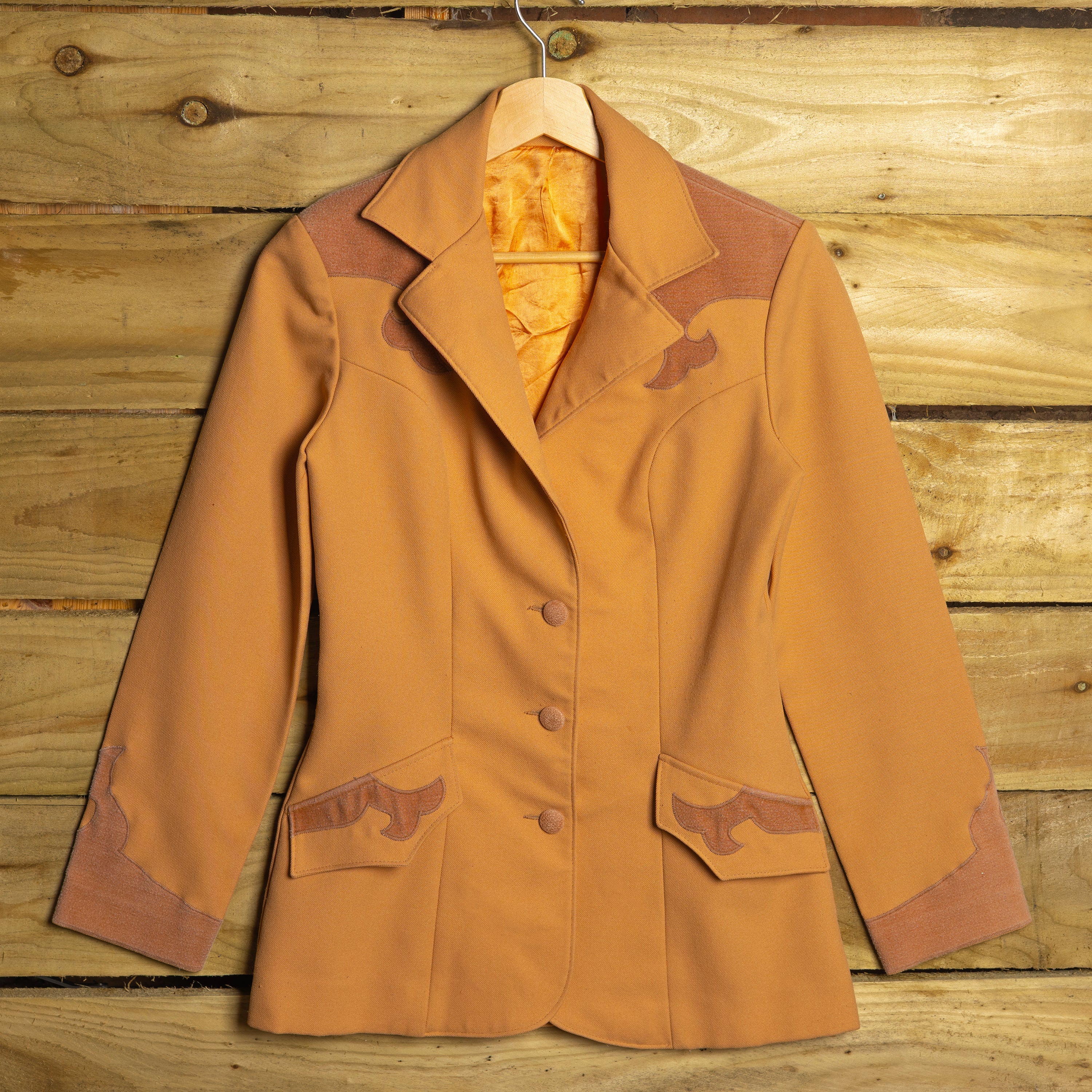 Panhandle Slim Vintage 1970s Beige Embroidered Women's Western Blazer – Button-Up – S (8–10)