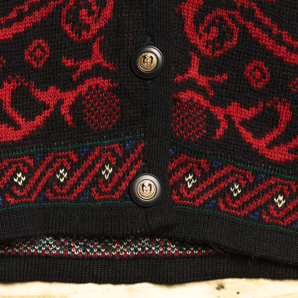 Vintage Pendleton 100% Wool Red & Black Knit Cardigan – Size L (16–18)