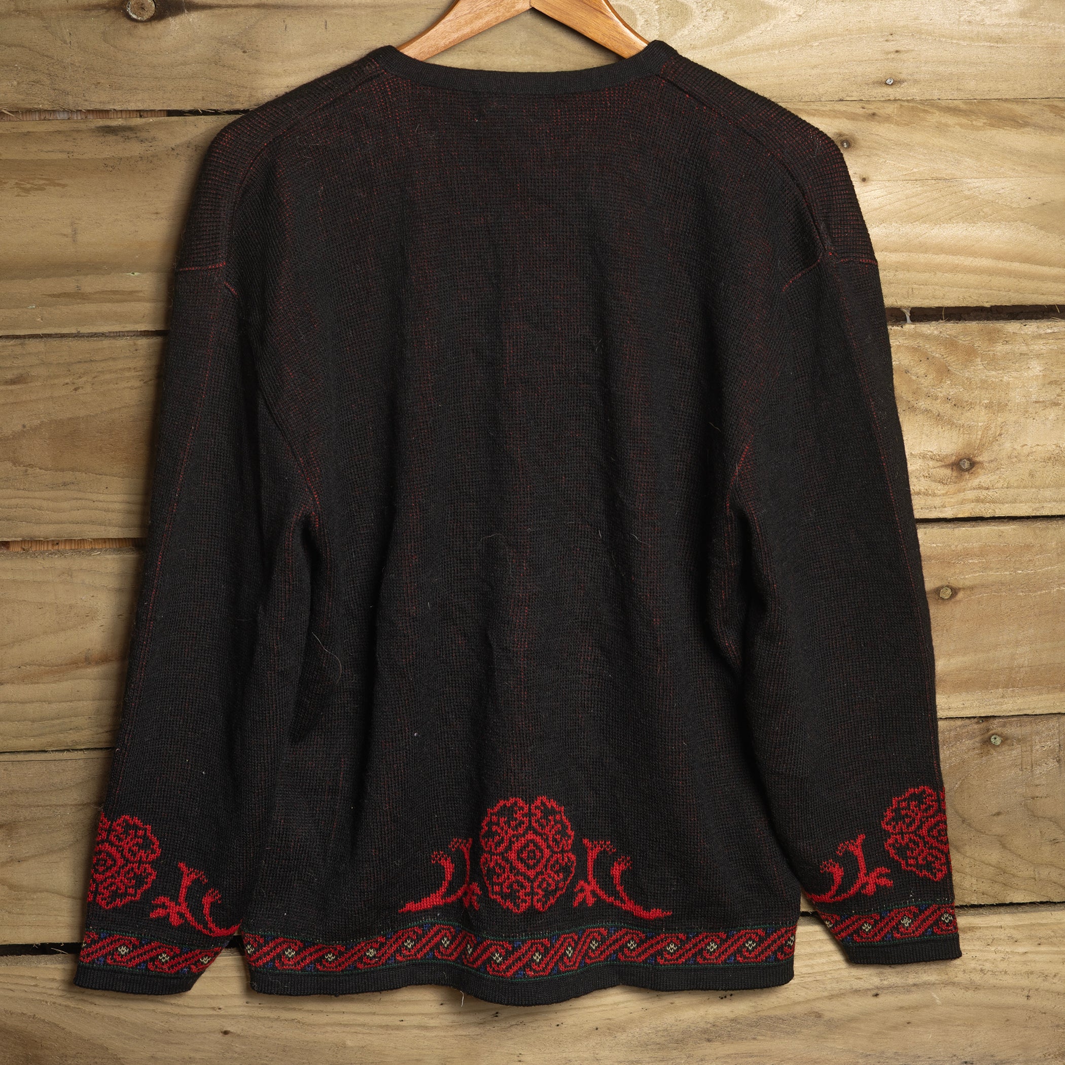 Vintage Pendleton 100% Wool Red & Black Knit Cardigan – Size L (16–18)