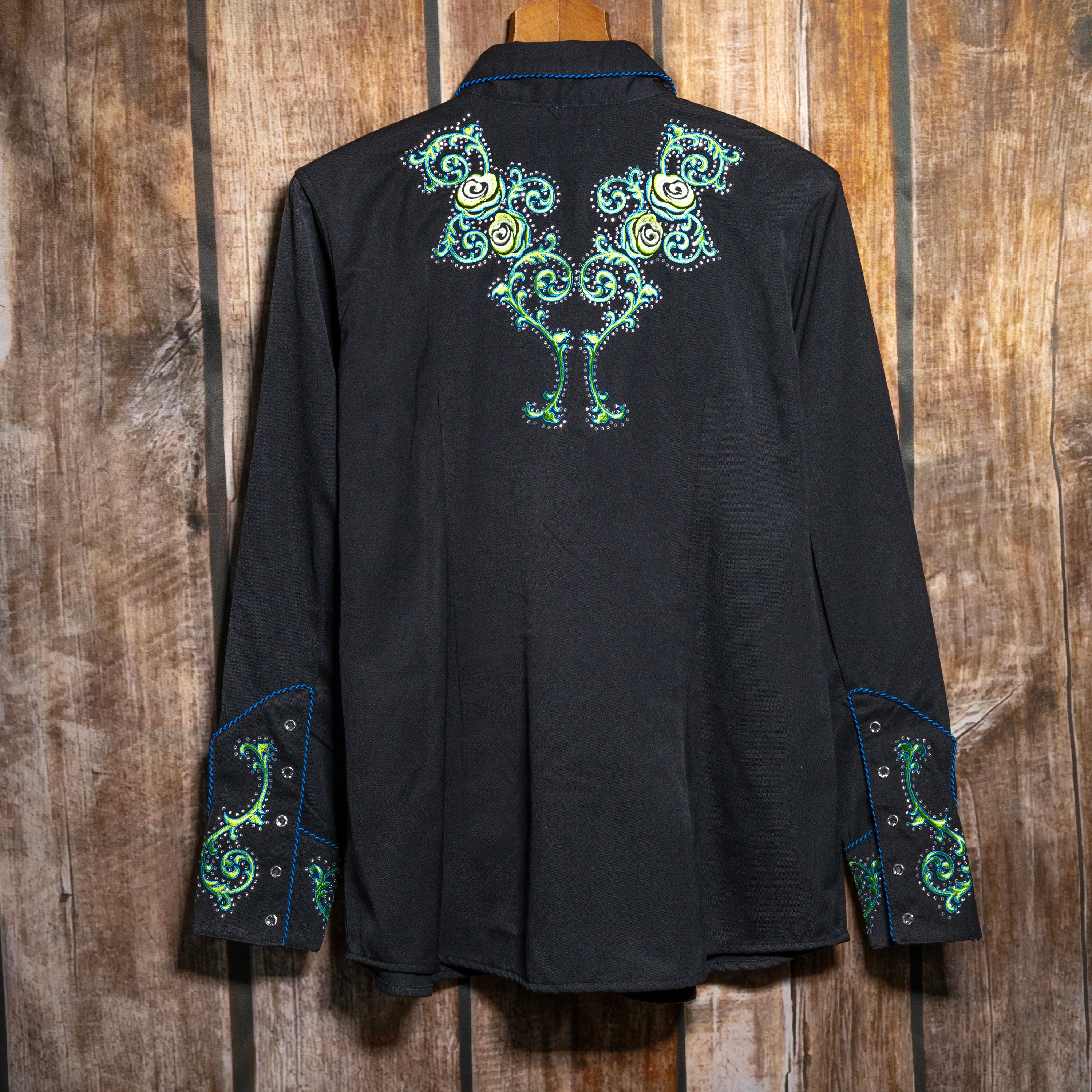 Panhandle Slim Embroidered Black Cowboy Shirt XL / 14