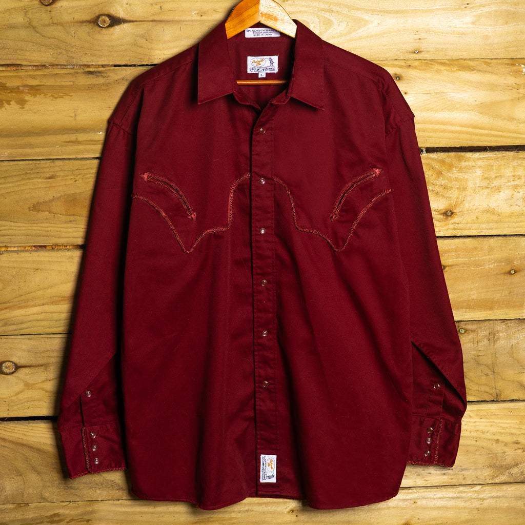 Panhandle Slim Burgundy Western Shirt – Pearl Snaps, Pockets, Size L
