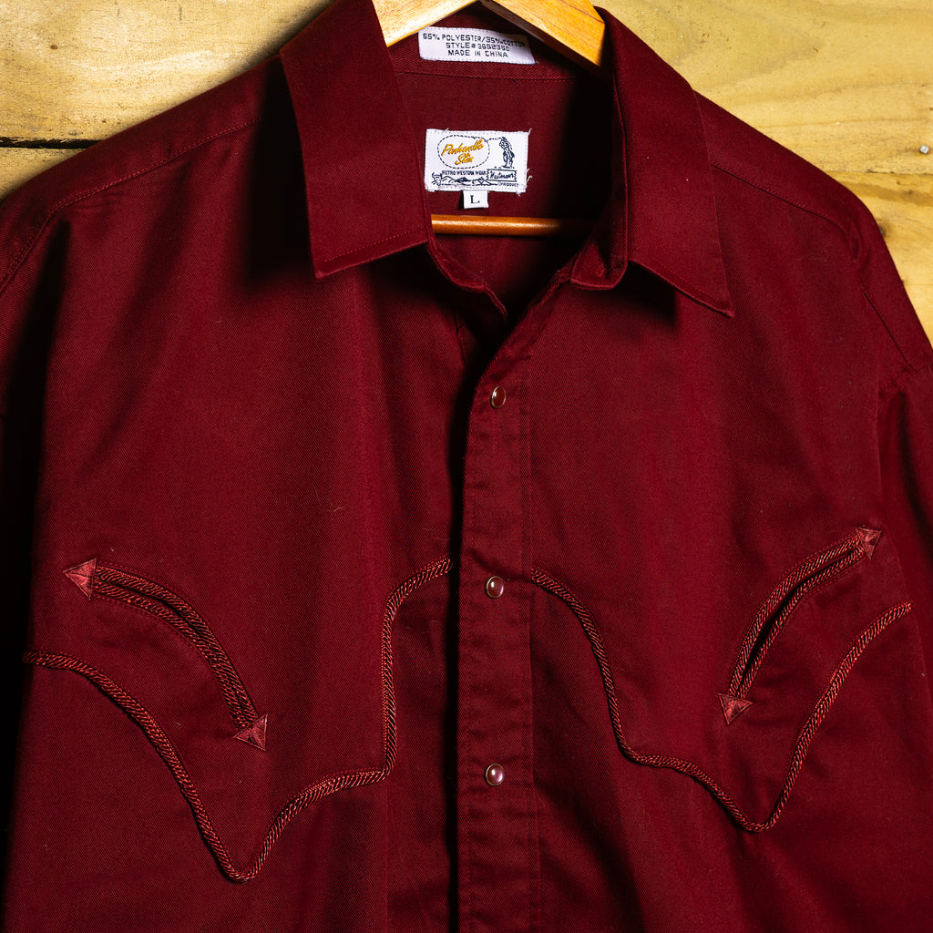 Panhandle Slim Burgundy Western Shirt – Pearl Snaps, Pockets, Size L