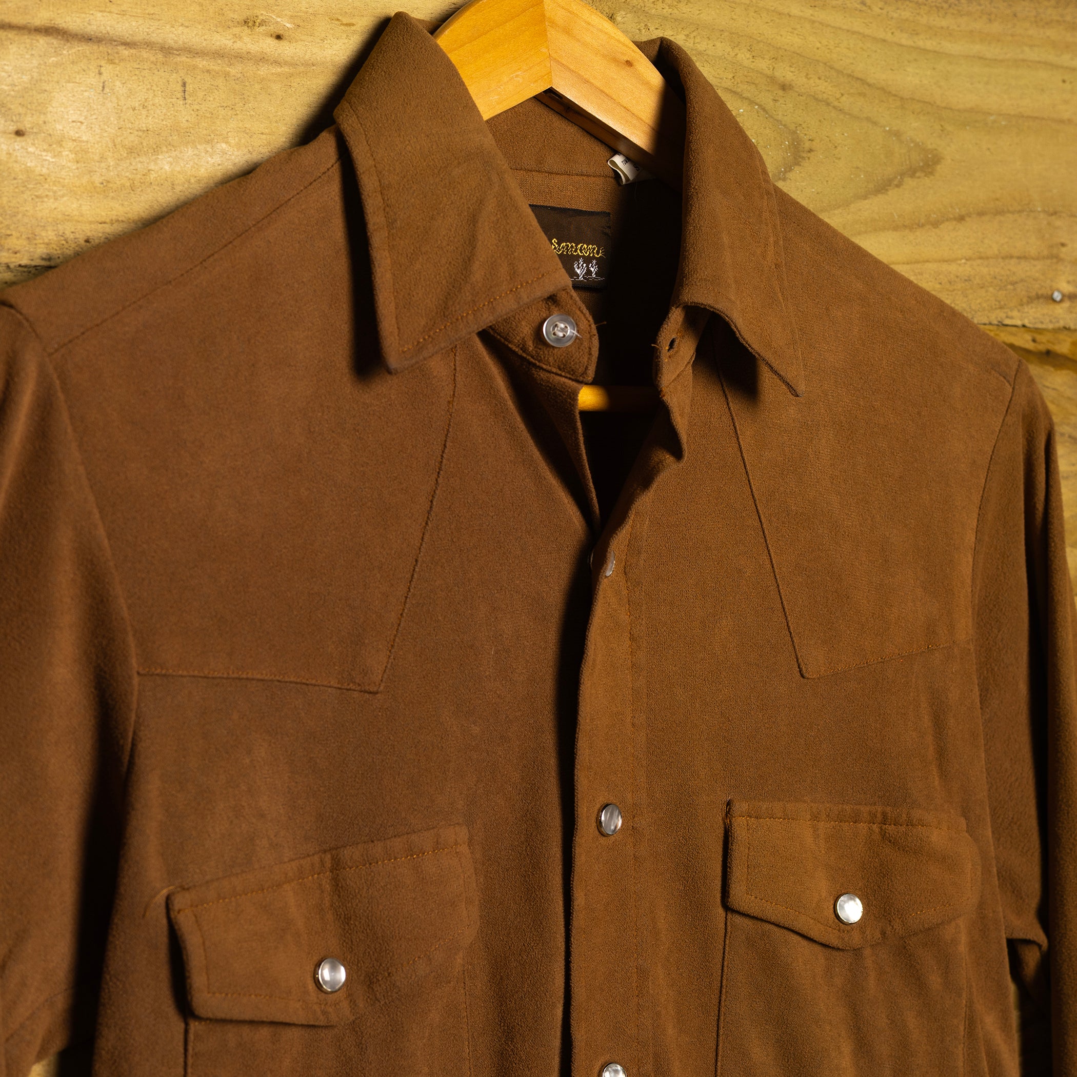 Vintage Plainsman Faux Suede Brown/ Tan Western Shirt S
