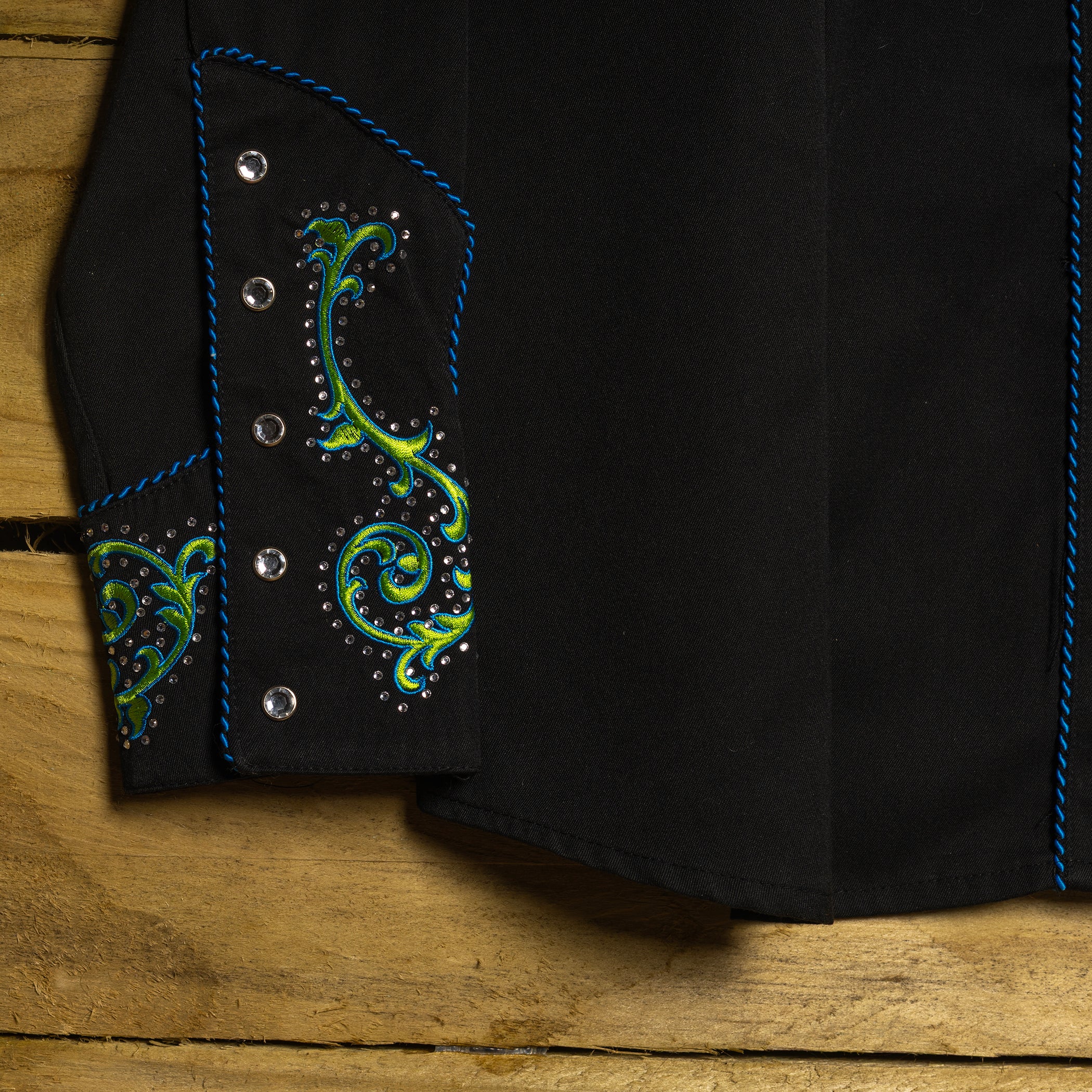 Panhandle Slim Embroidered Black Cowboy Shirt with Snaps - Size XL/14 - Rodeo Joe's Western Wear