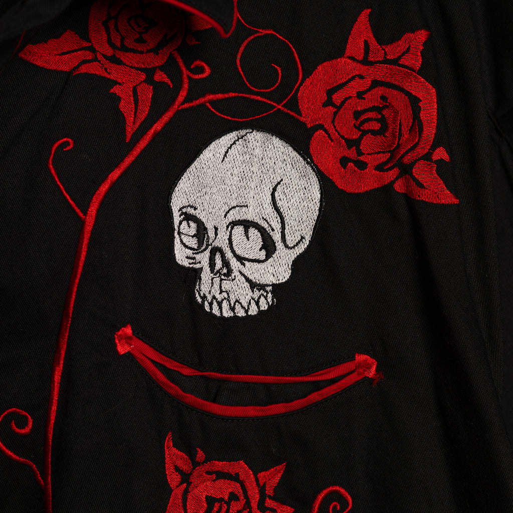Rockmount Ranch Wear Skull-Embroidered Black Western Shirt - Pearl Snaps - Size XXL