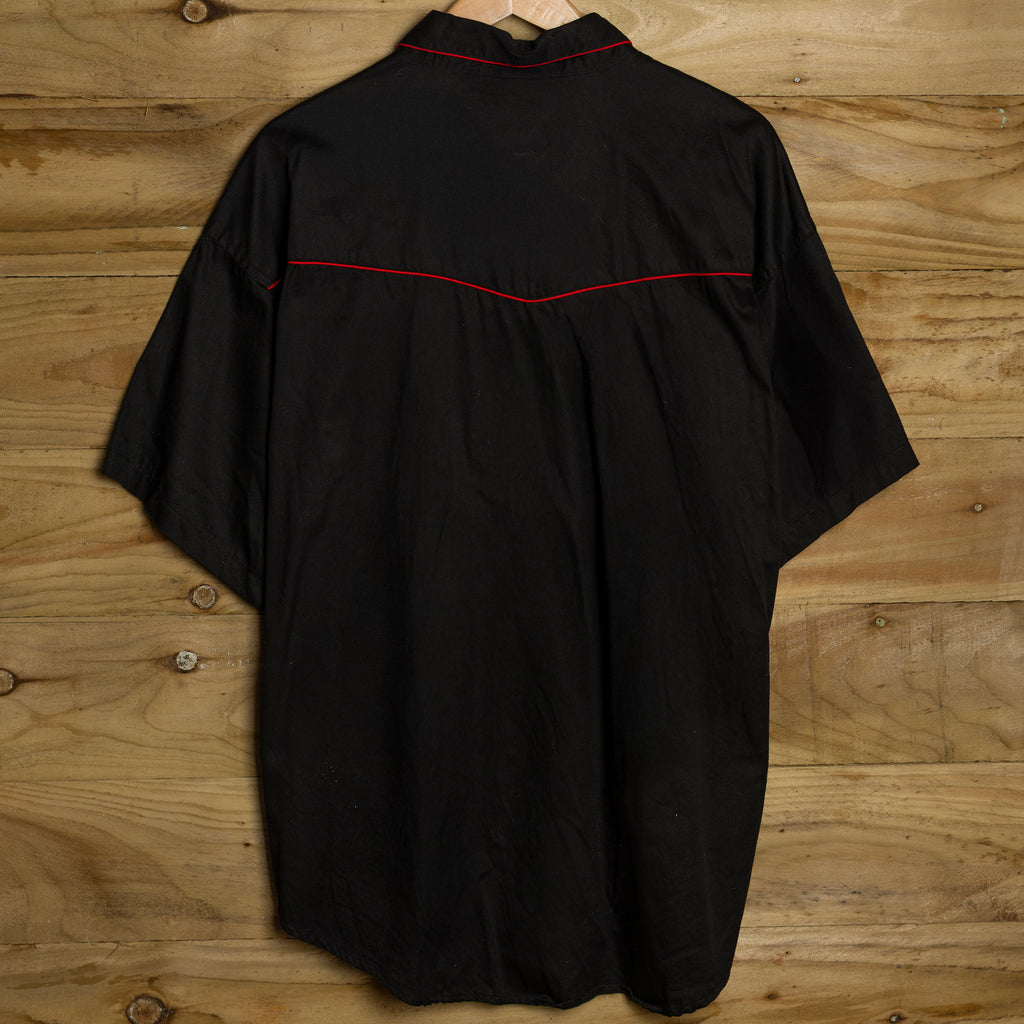 Rockmount Ranch Wear Skull-Embroidered Black Western Shirt - Pearl Snaps - Size XXL