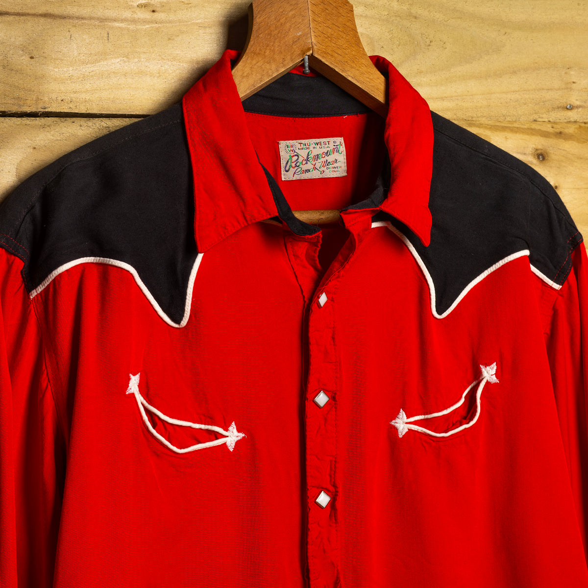 Rockmount Ranch Wear Vintage Red & Black Pearl Snap Western Shirt — Size XL