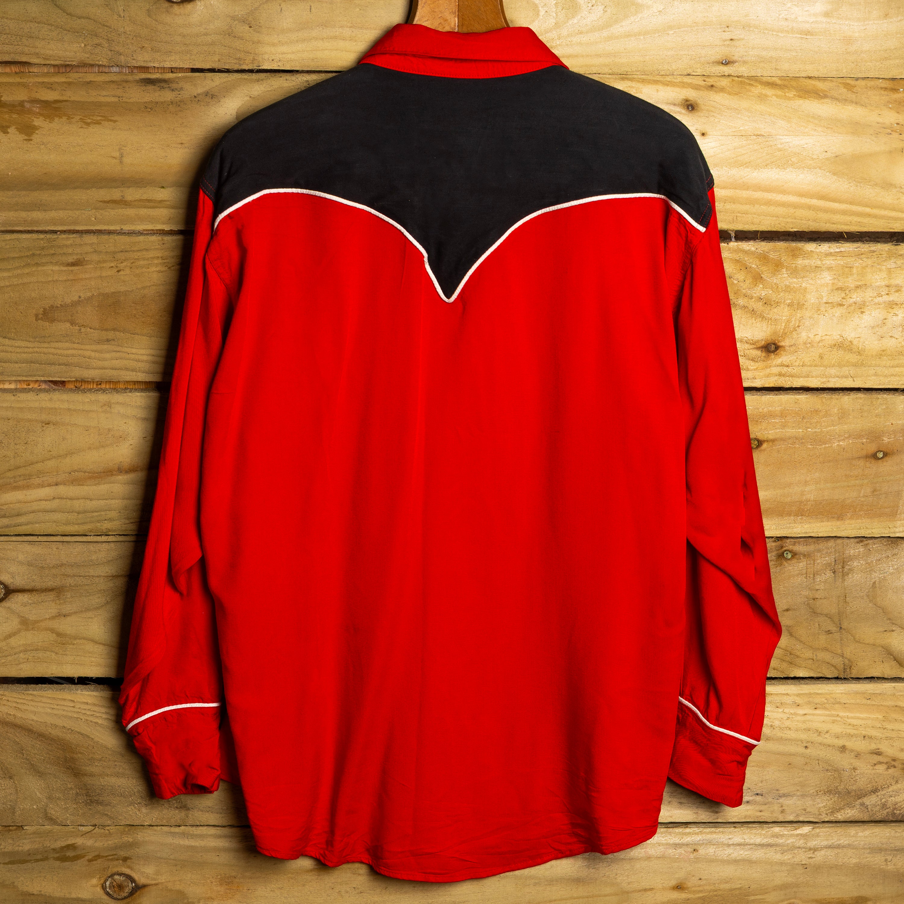 Rockmount Ranch Wear Vintage Red & Black Pearl Snap Western Shirt — Size XL