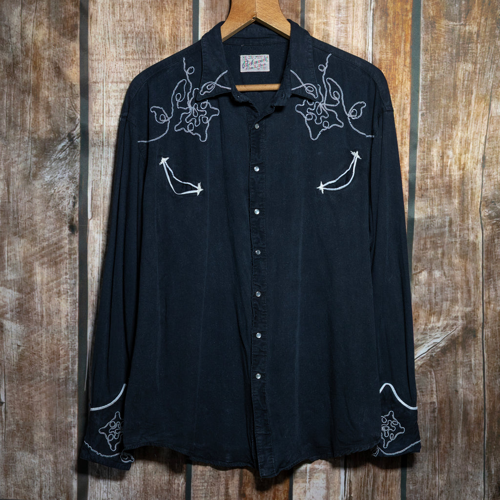 50s/60s Rare Vintage Rockmount Ranch Wear Chainstitch Embroidered Cowboy Shirt