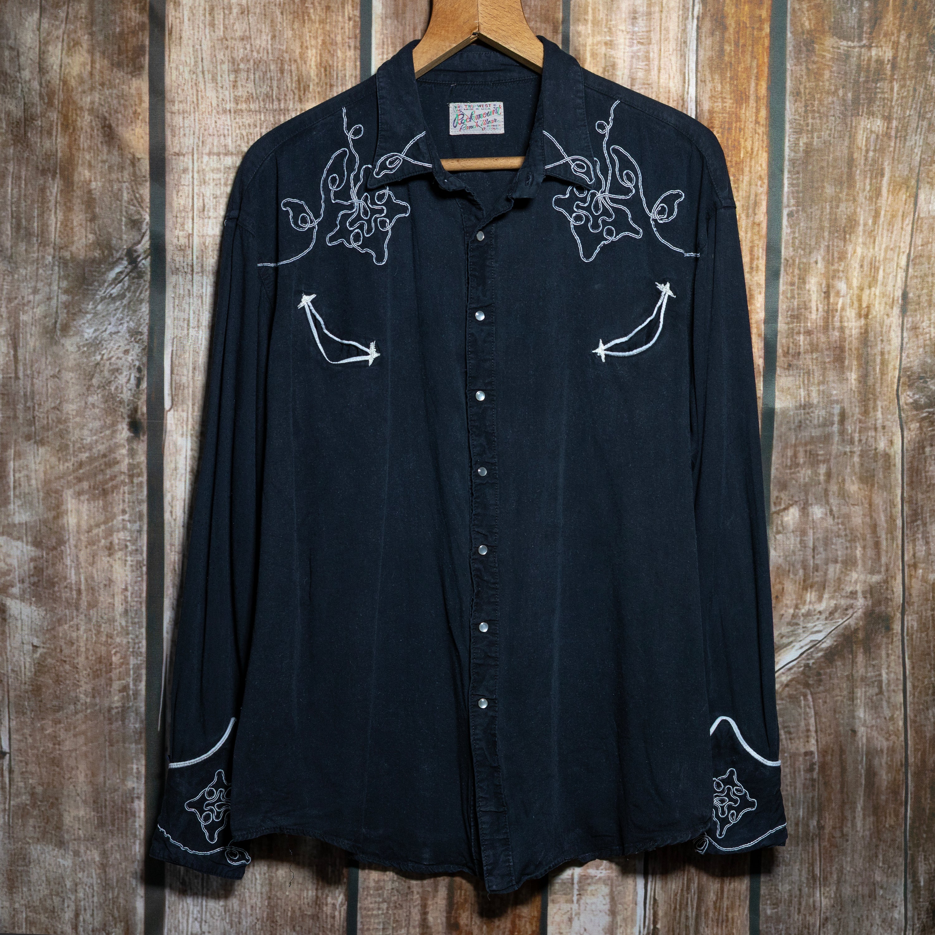 50s/60s Rare Vintage Rockmount Ranch Wear Chainstitch Embroidered Cowboy Shirt