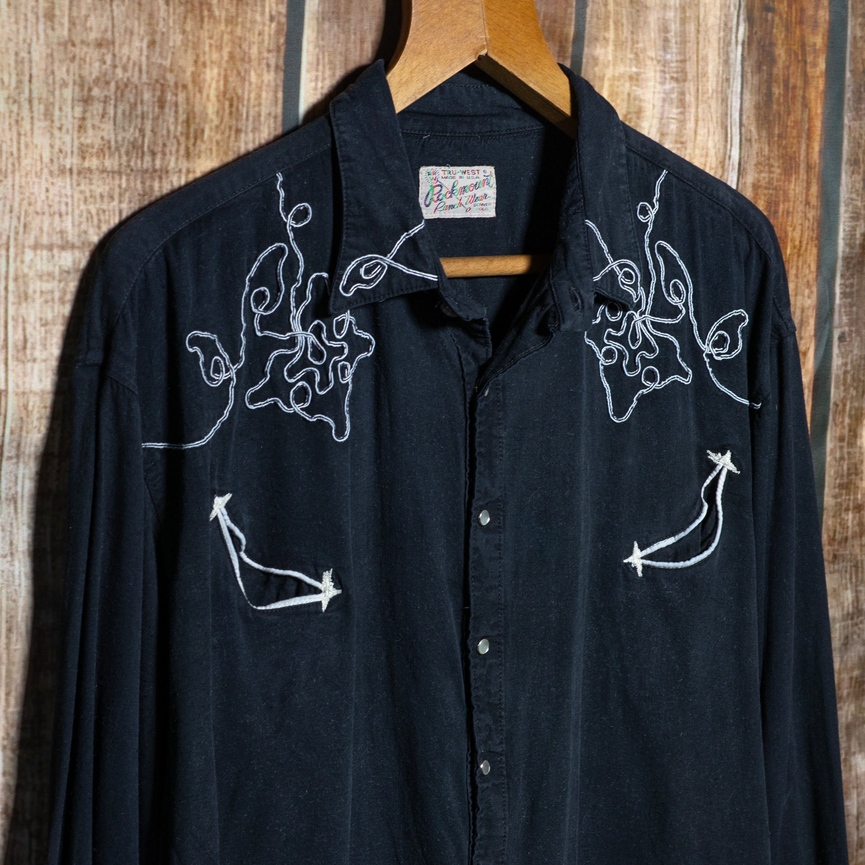 50s/60s Rare Vintage Rockmount Ranch Wear Chainstitch Embroidered Cowboy Shirt
