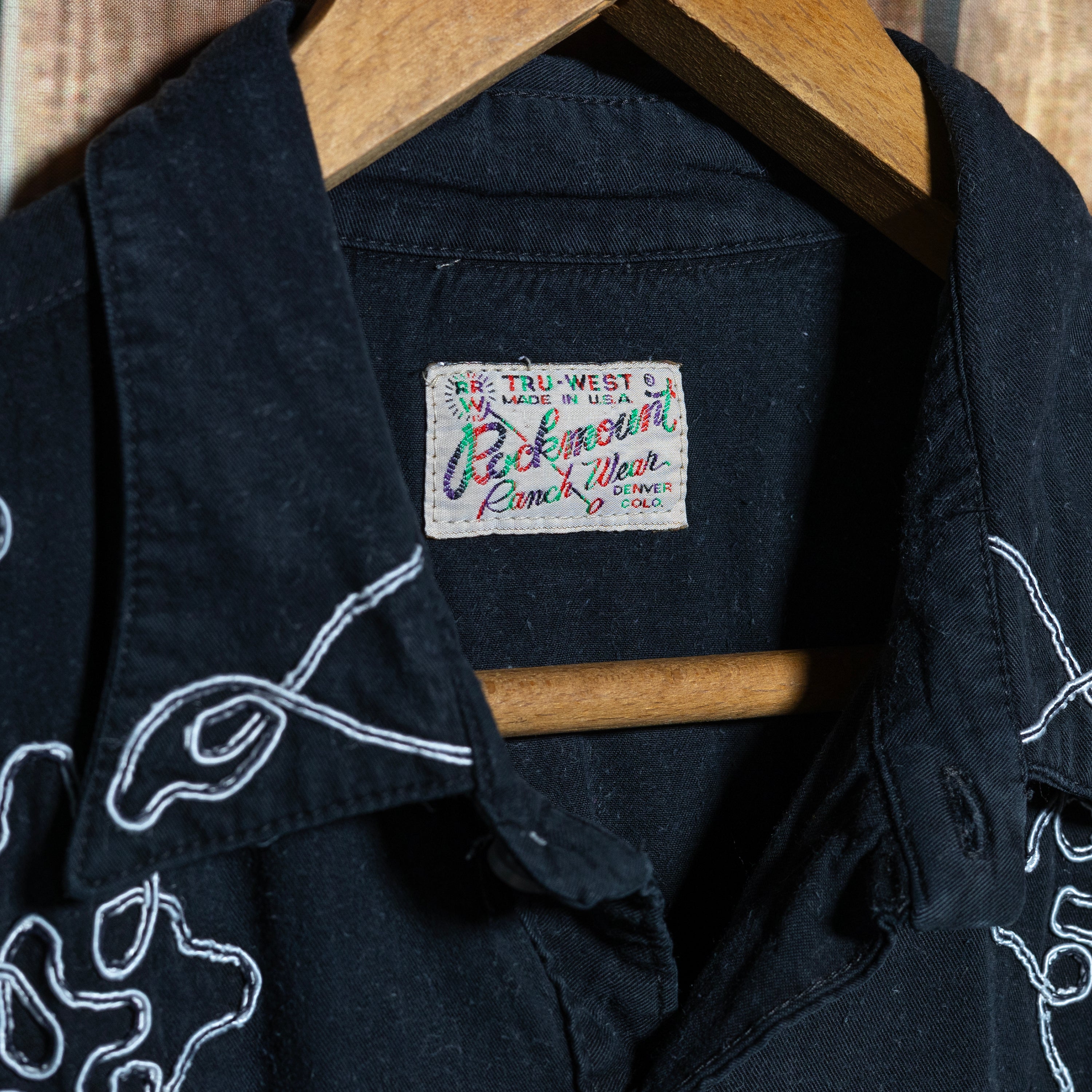 50s/60s Rare Vintage Rockmount Ranch Wear Chainstitch Embroidered Cowboy Shirt