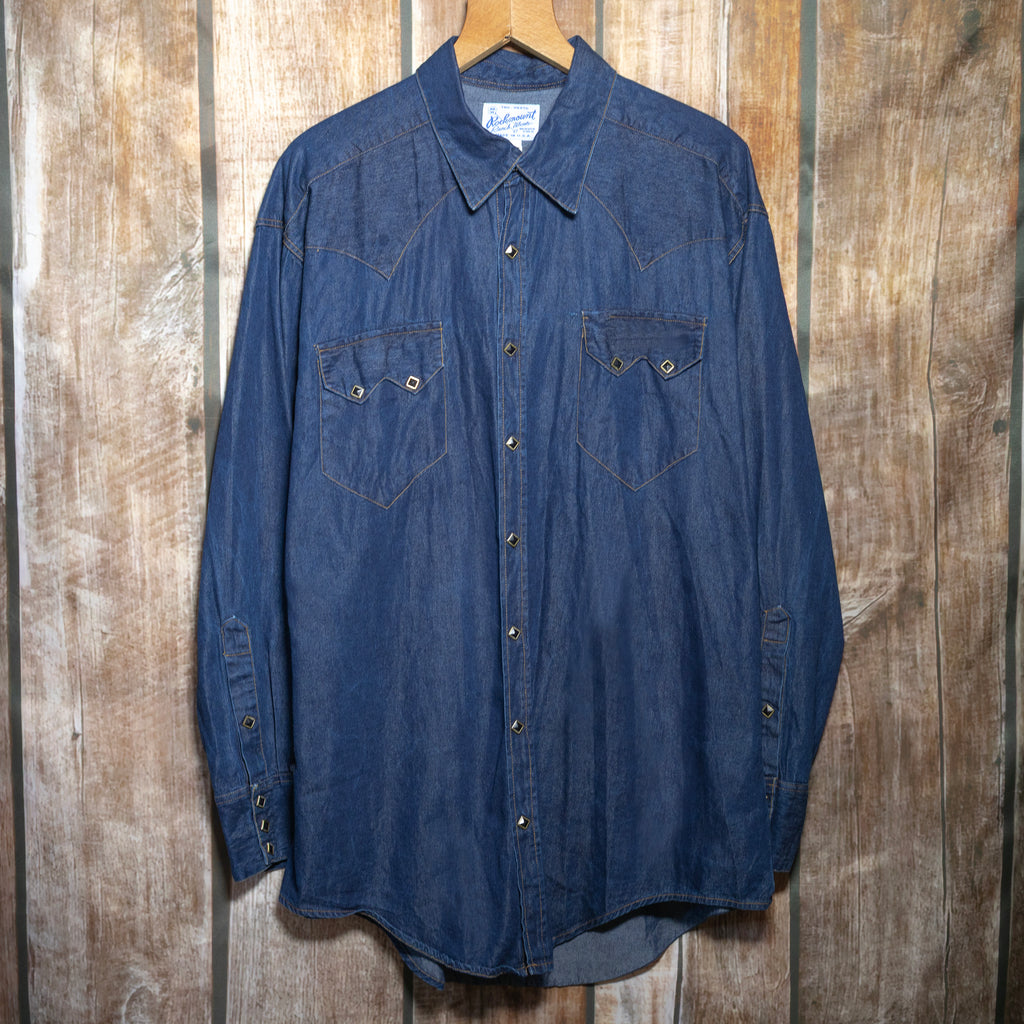 Vintage Rockmount Ranch wear Blue Denim Shirt XL