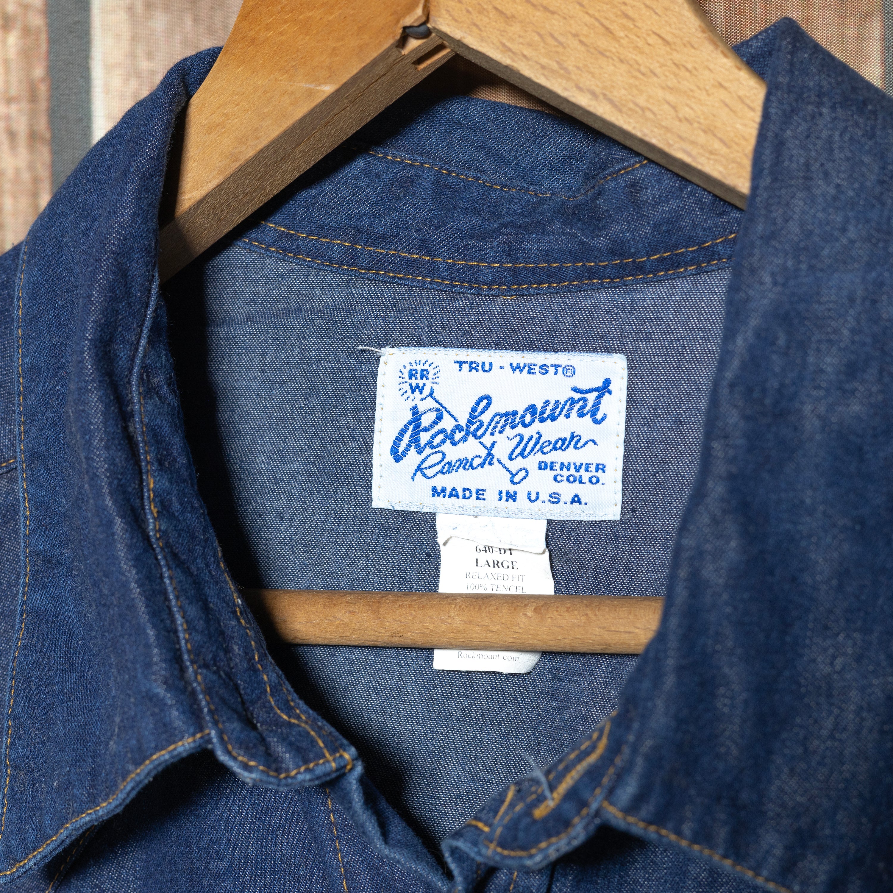 Vintage Rockmount Ranch wear Blue Denim Shirt XL