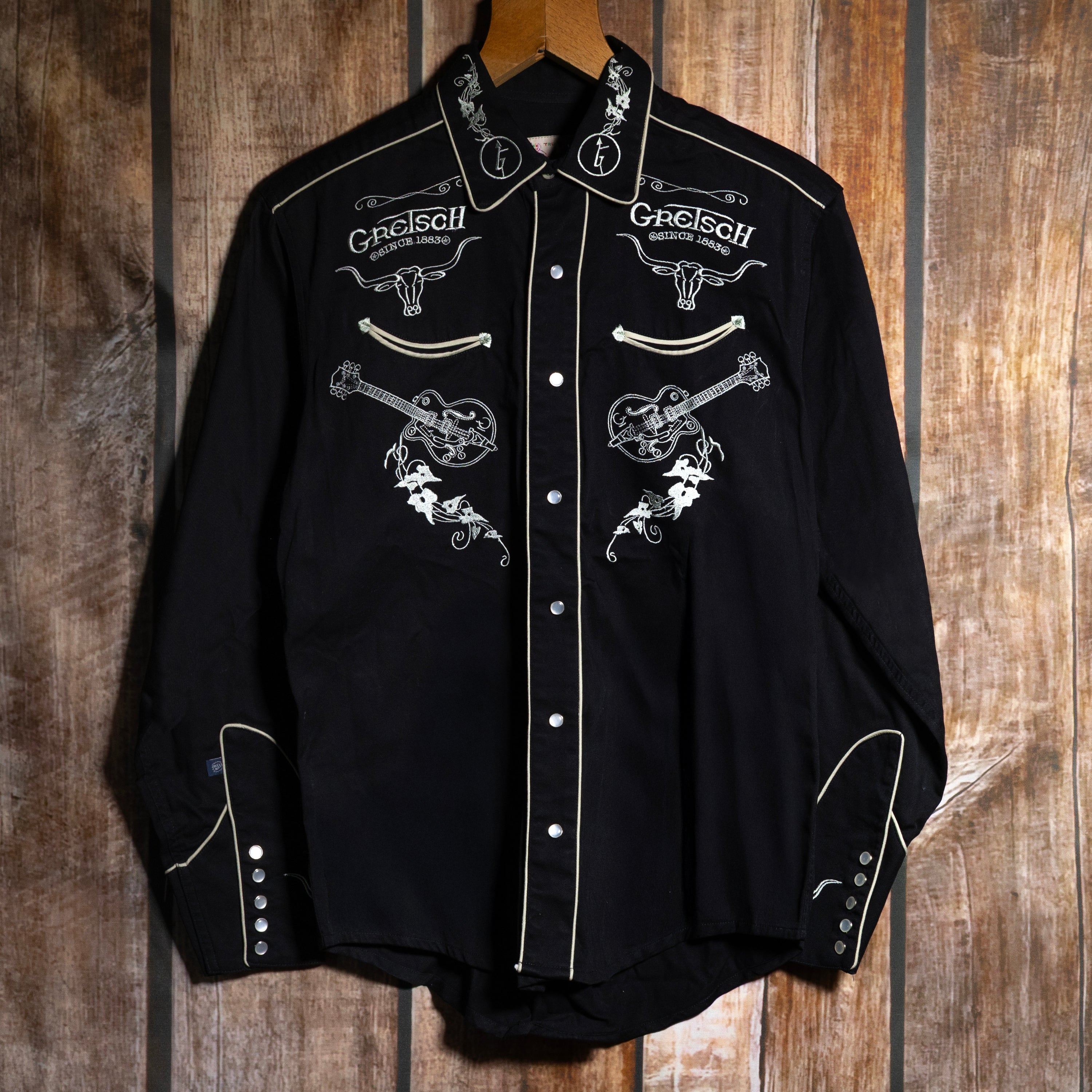 Limited Edition Rockmount Ranch Wear Gretsch Black Embroidered Western Shirt