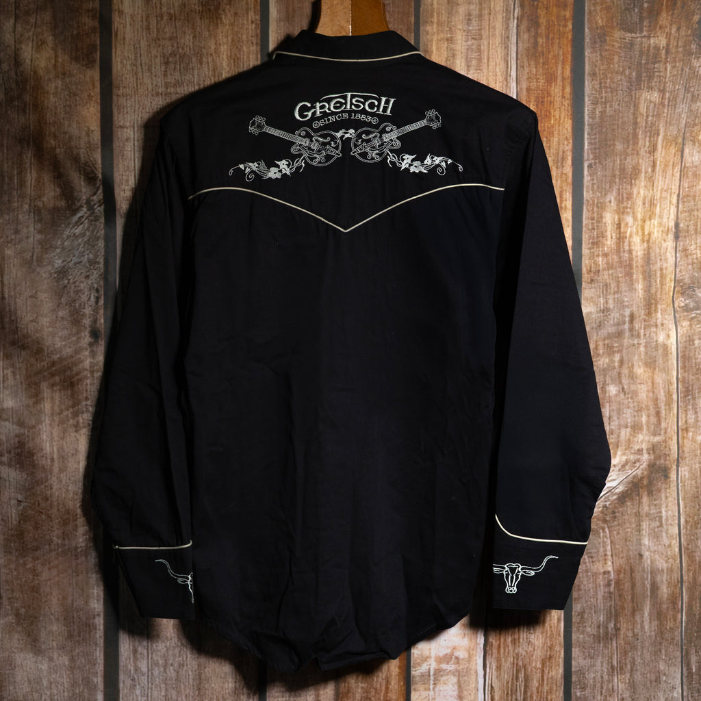 Limited Edition Rockmount Ranch Wear Gretsch Black Embroidered Western Shirt