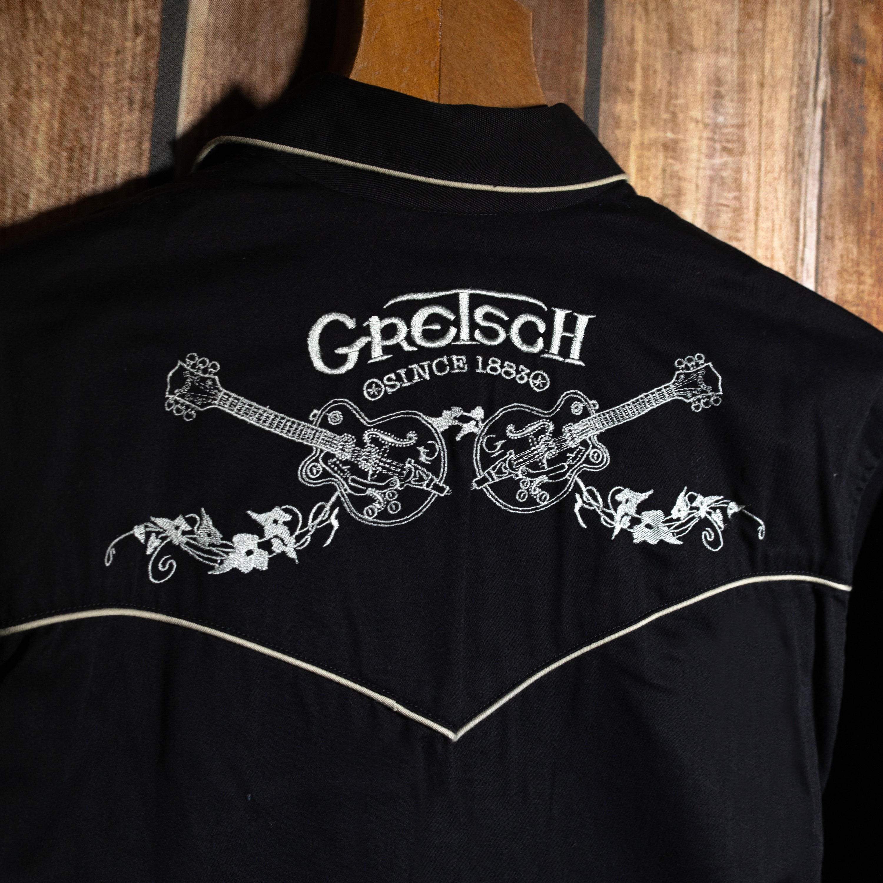 Limited Edition Rockmount Ranch Wear Gretsch Black Embroidered Western Shirt