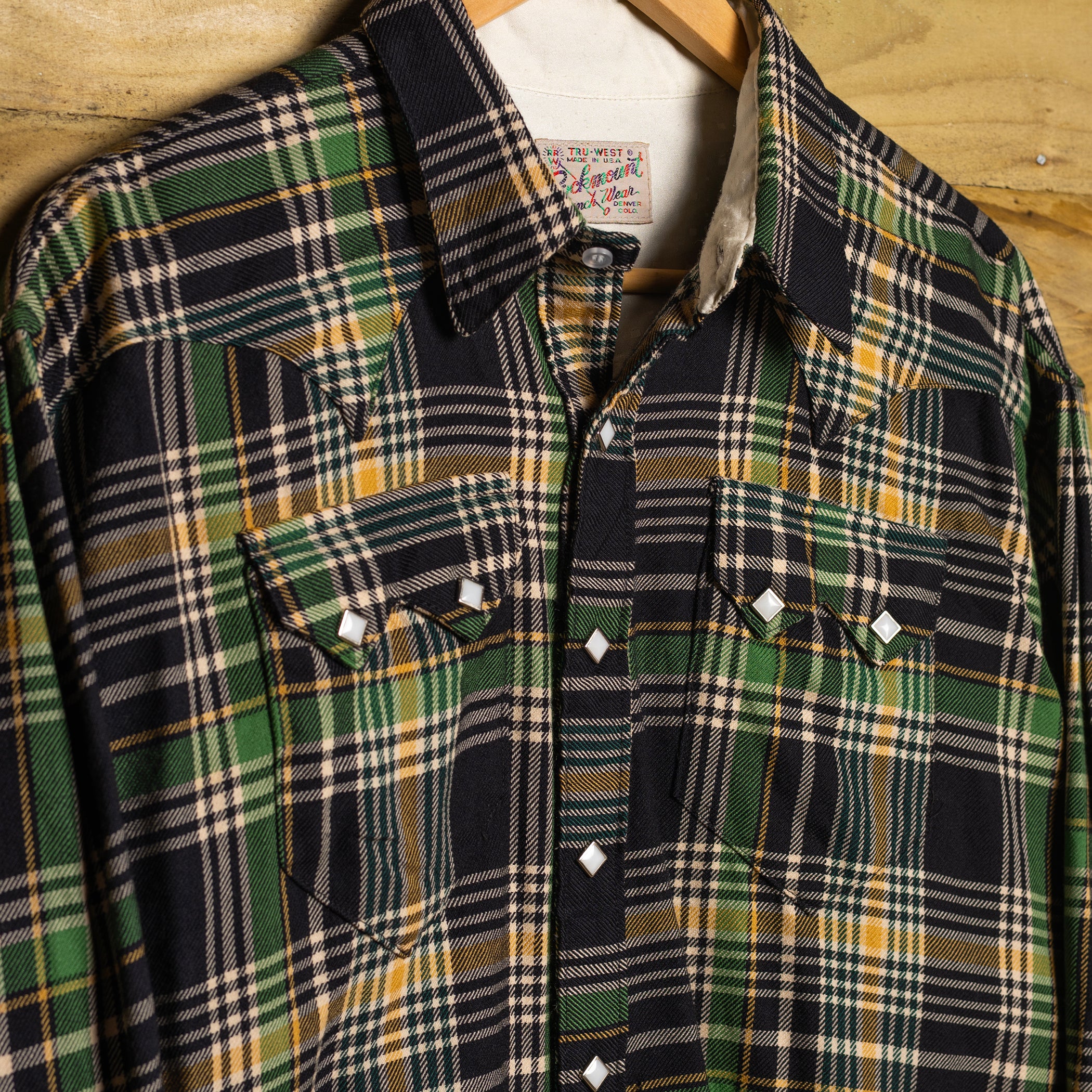 1950s Rockmount Ranch Wear Woolen Pearl Snap Button Down Shirt XXL