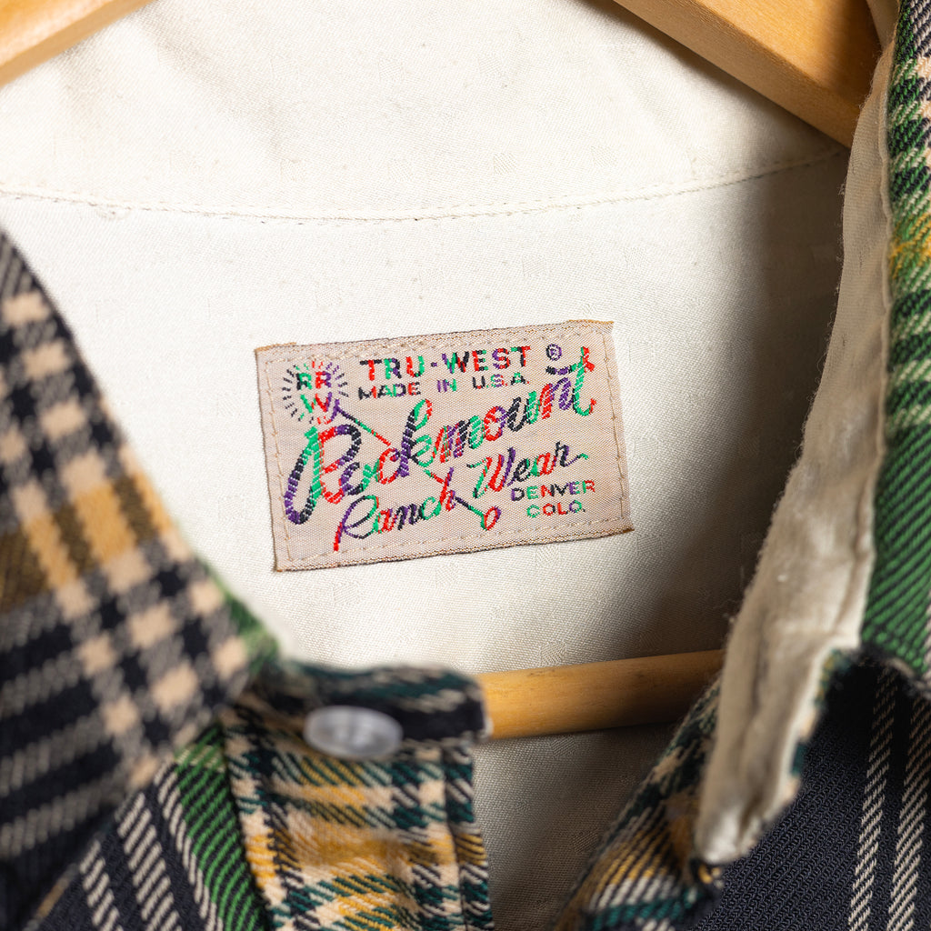 1950s Rockmount Ranch Wear Wool Plaid Western Shirt - Pearl Snaps - Size XXL - Rare Excellent Condition