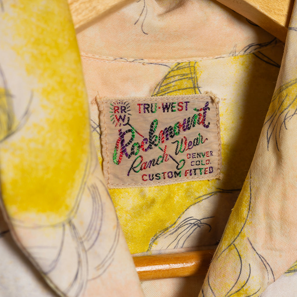 50s Vinatge Rockmount Ranch Wear Womans Horse Print Western Shirt S