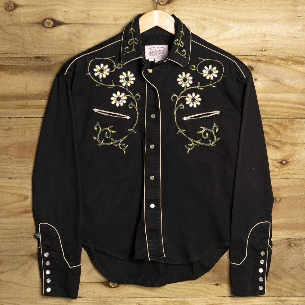 Vintage Rockmount Ranchwear Emboidered Black Womens Western Shirt M