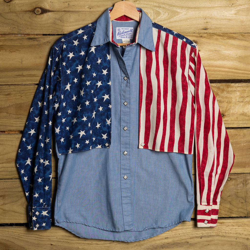 Rockmount Ranch Wear Star Spangled Banner Women's Cowgirl Shirt with Pearl Snaps — L