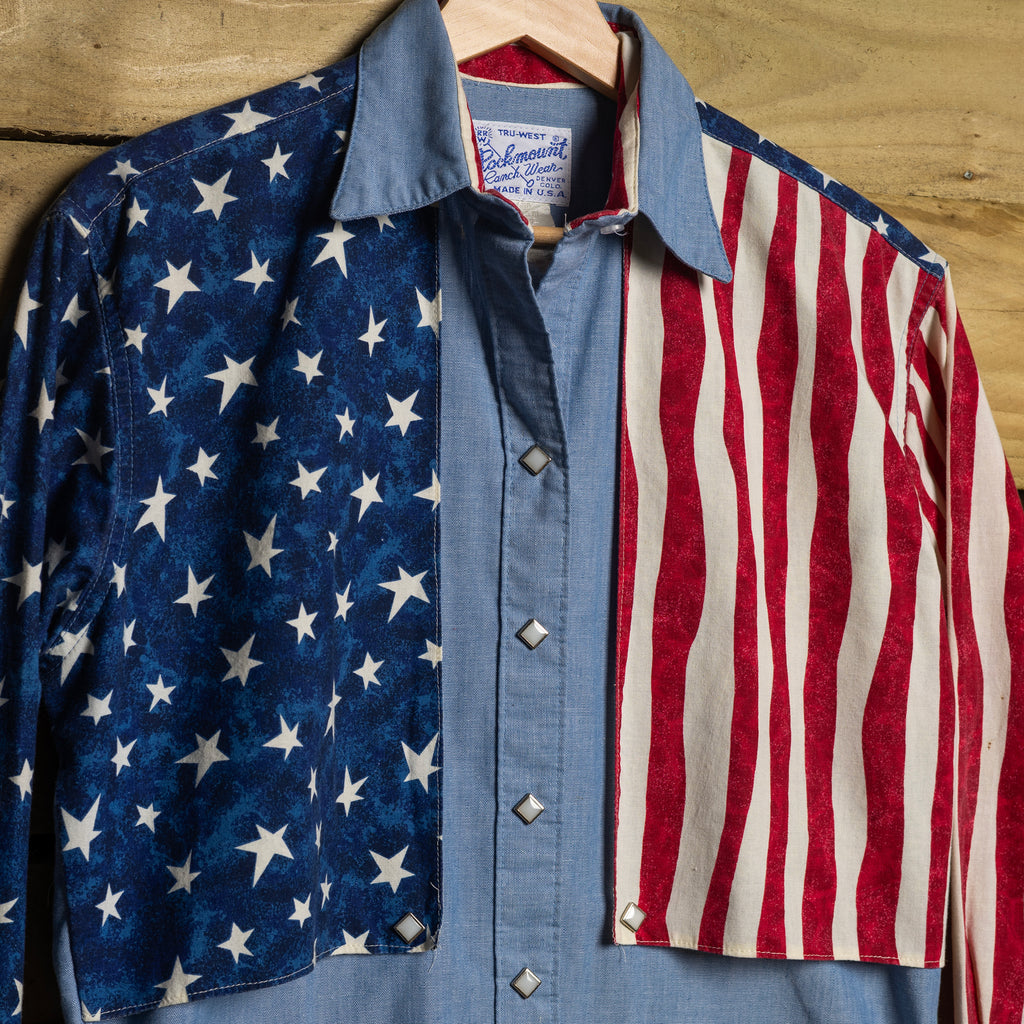 Rockmount Ranch Wear Star Spangled Banner Women's Cowgirl Shirt with Pearl Snaps — L