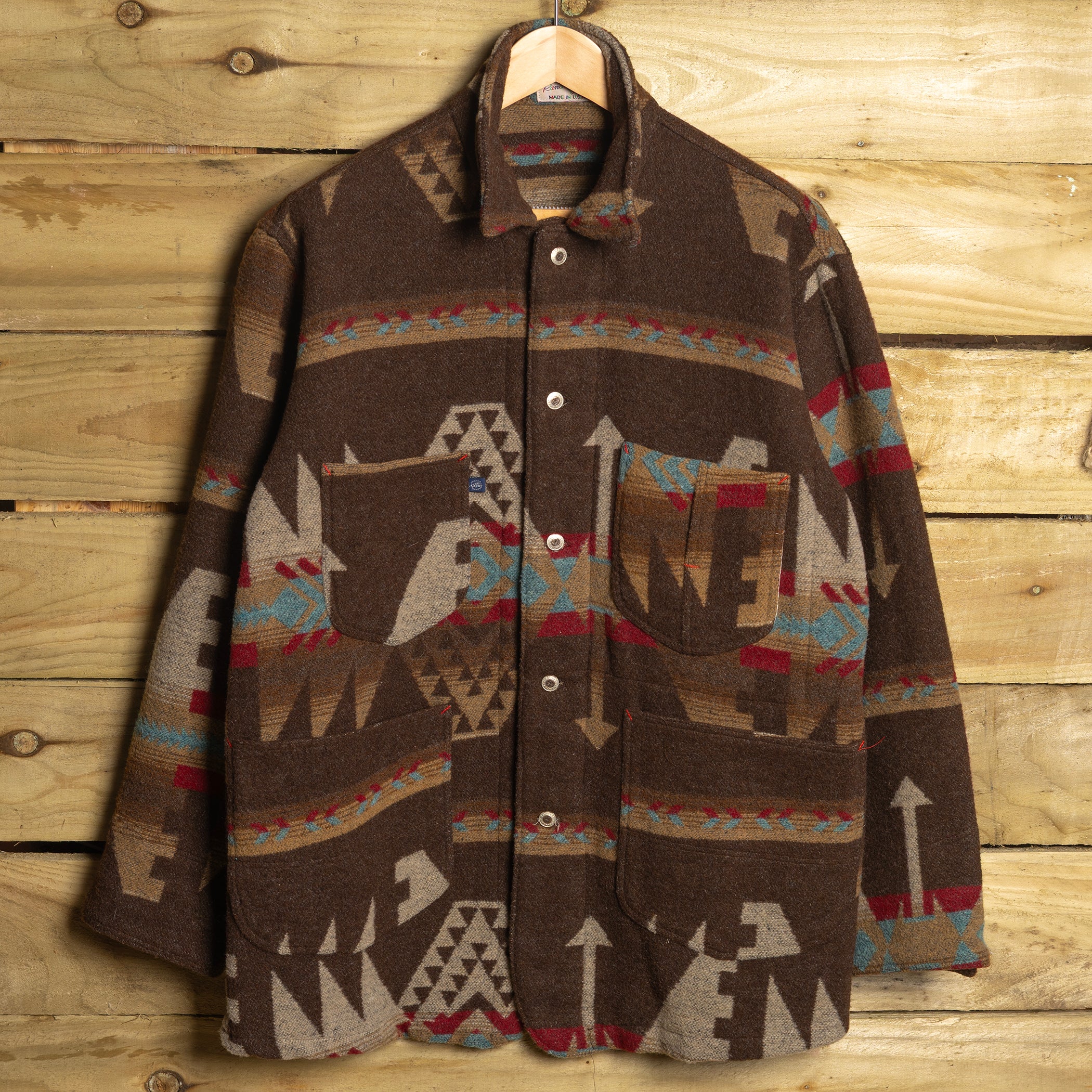 Vintage Rockmount Ranch Wear Aztec Wool Blanket Western Coat – Button-Up, Size XL