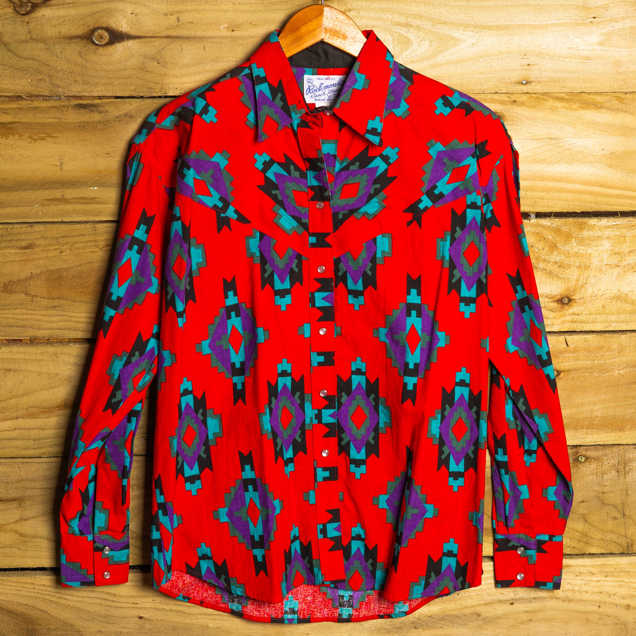 Rockmount Ranch Wear Aztec Pattern Western Shirt - Southwestern Design - Size M (12)