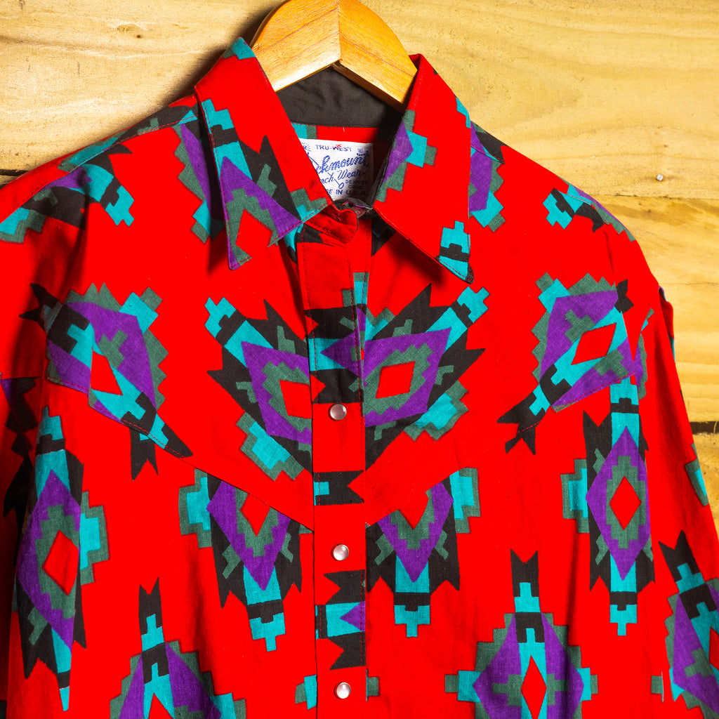 Rockmount Ranch Wear Aztec Pattern Western Shirt - Southwestern Design - Size M (12)