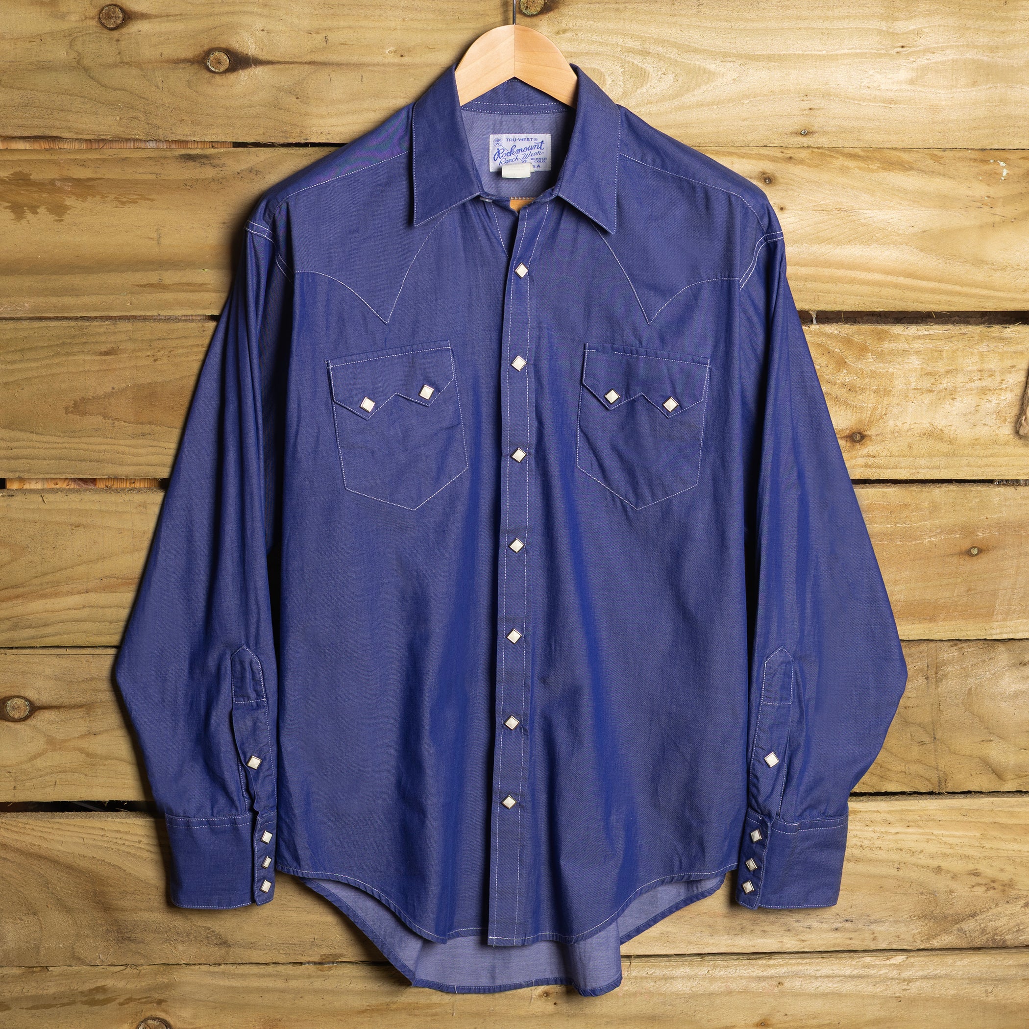 Rockmount Ranch Wear Lightweight Blue Cotton Western Shirt – Pearl Snaps, XL