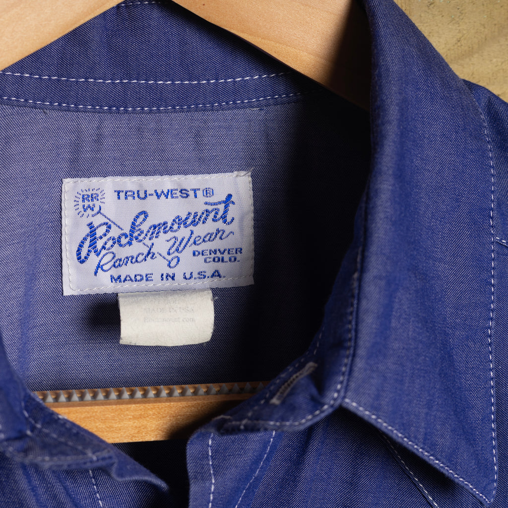 Rockmount Ranch Wear Lightweight Blue Cotton Western Shirt – Pearl Snaps, XL