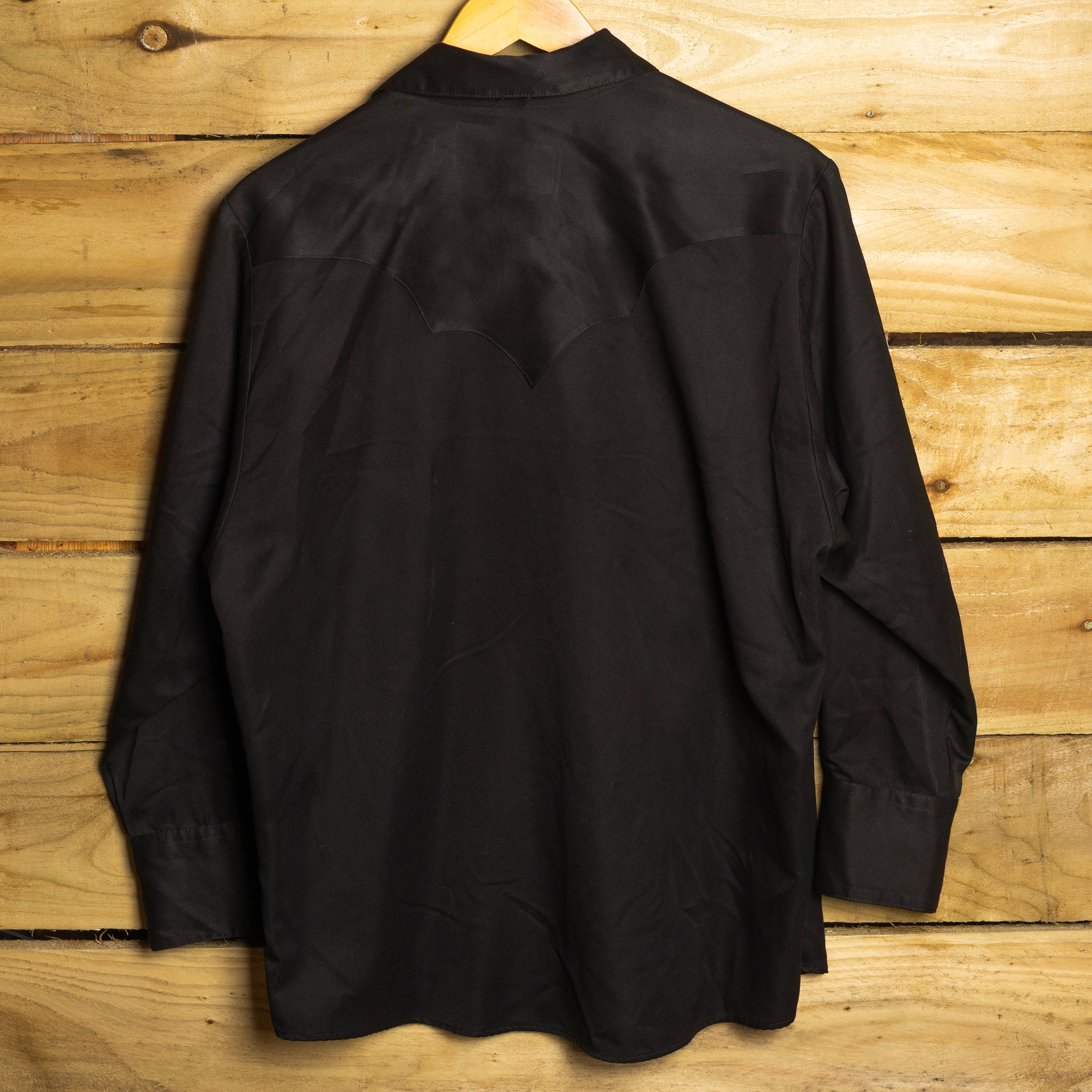 Rockmount Ranch Wear Vintage Black Pearl Snap Western Shirt with Sawtooth Pockets — Size L