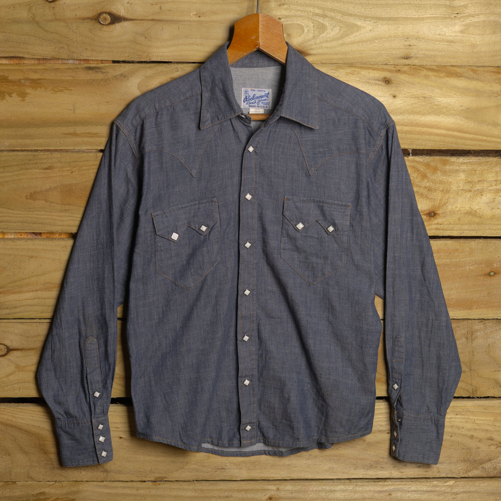 Vintage Rockmount Ranch Wear Chambray Western Shirt with Pearl Snaps S